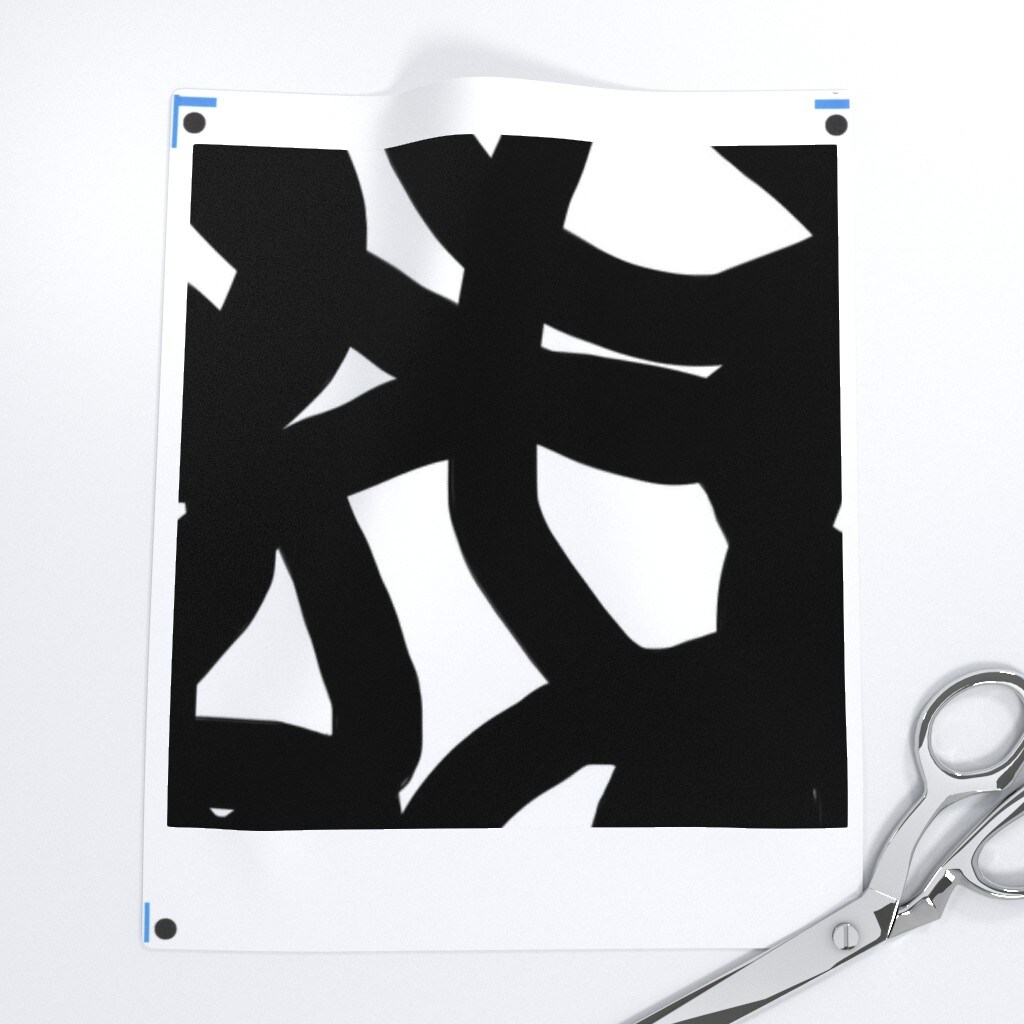 Black White Graphic Graffiti Abstract Modern Geometric Bold Custom Printed Fabric by Spoonflower Various Fabrics by the Yard or Fat Quarter