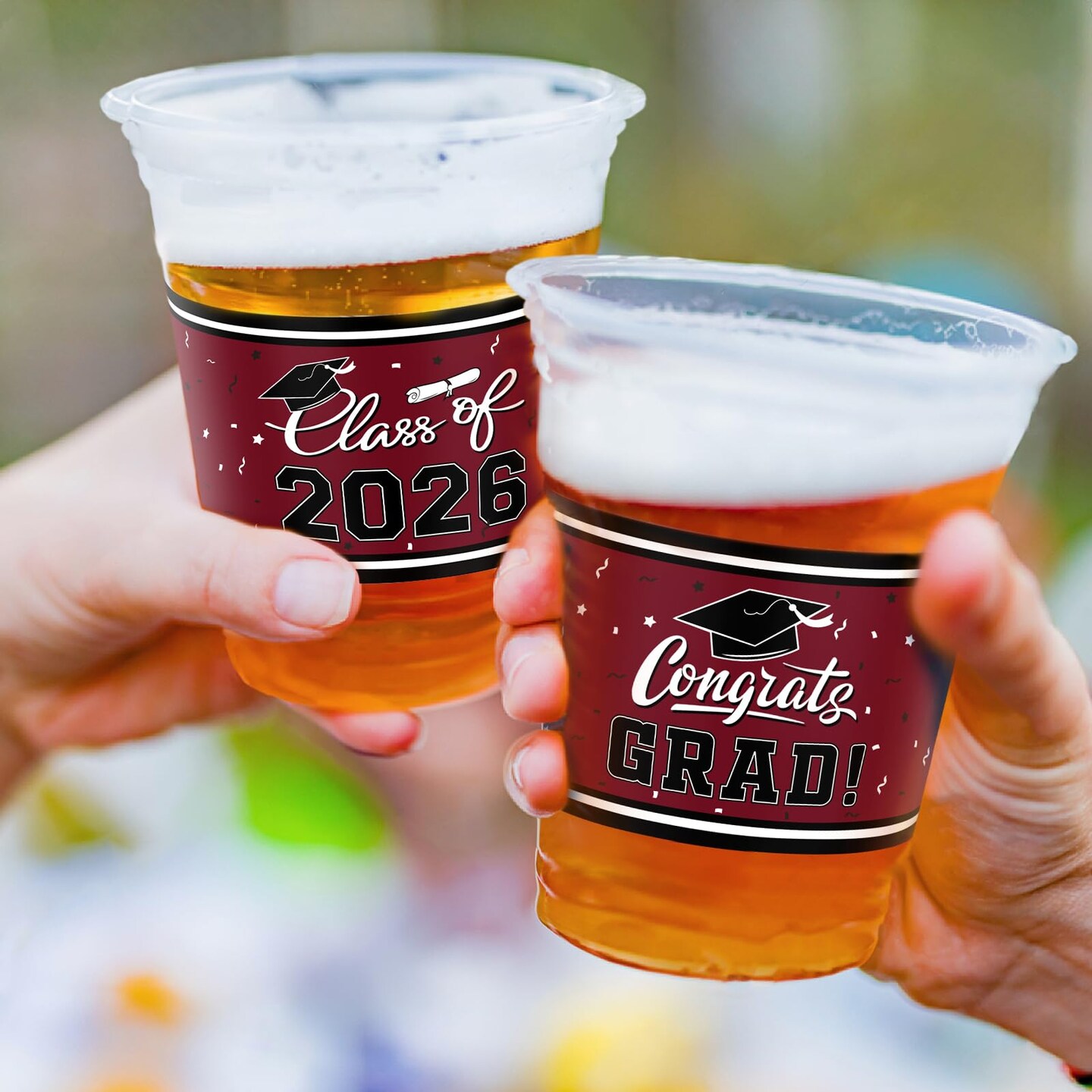 Gatherfun Class of 2026 Celebration - 100 Pcs 16oz Maroon Graduation Plastic Cups for Sturdy & Durable Drinkware for Grad Festivities | Essential Graduation Party Supplies & Decorations