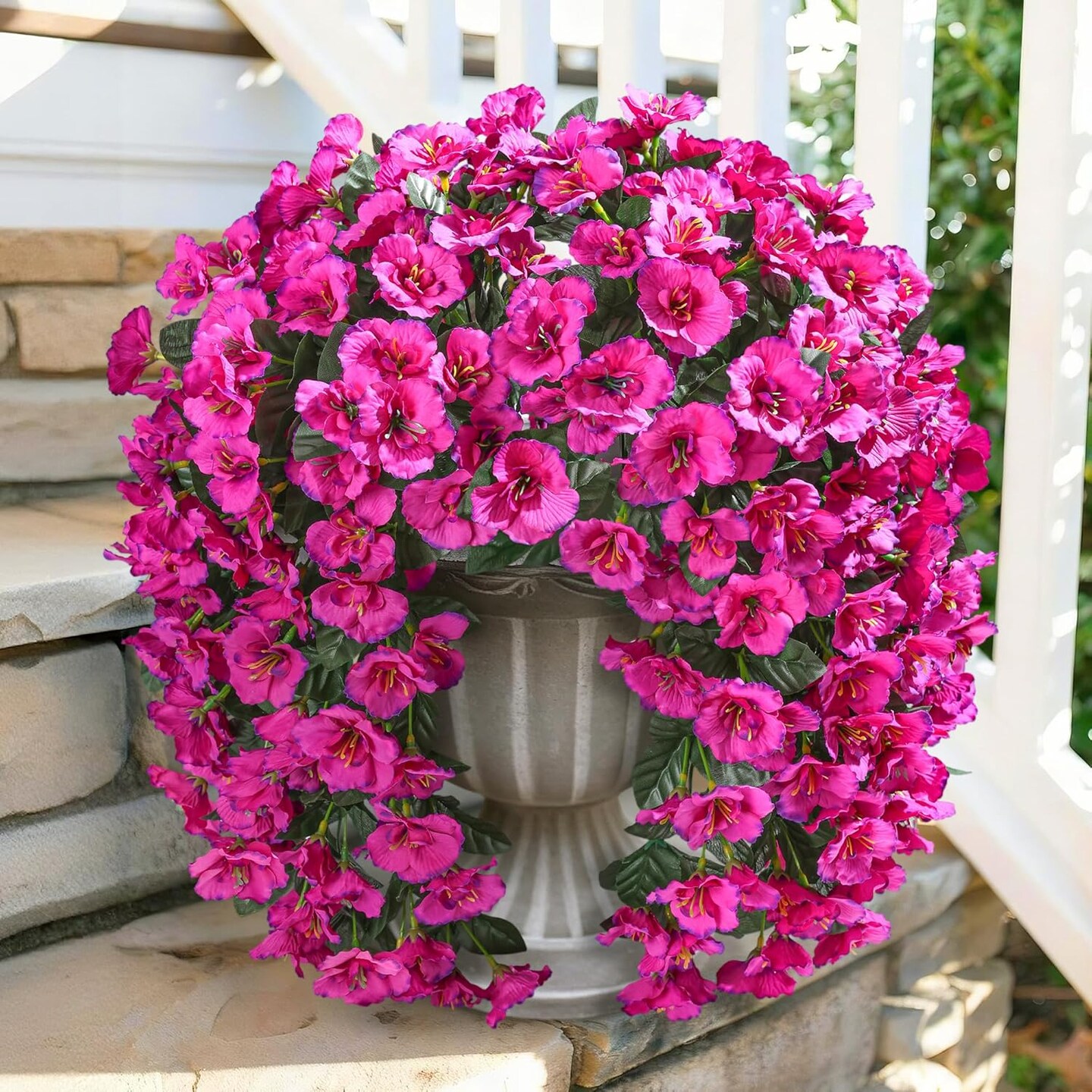 2 Pack Artificial Hanging Hibiscus Flowers Outdoor UV Resistant