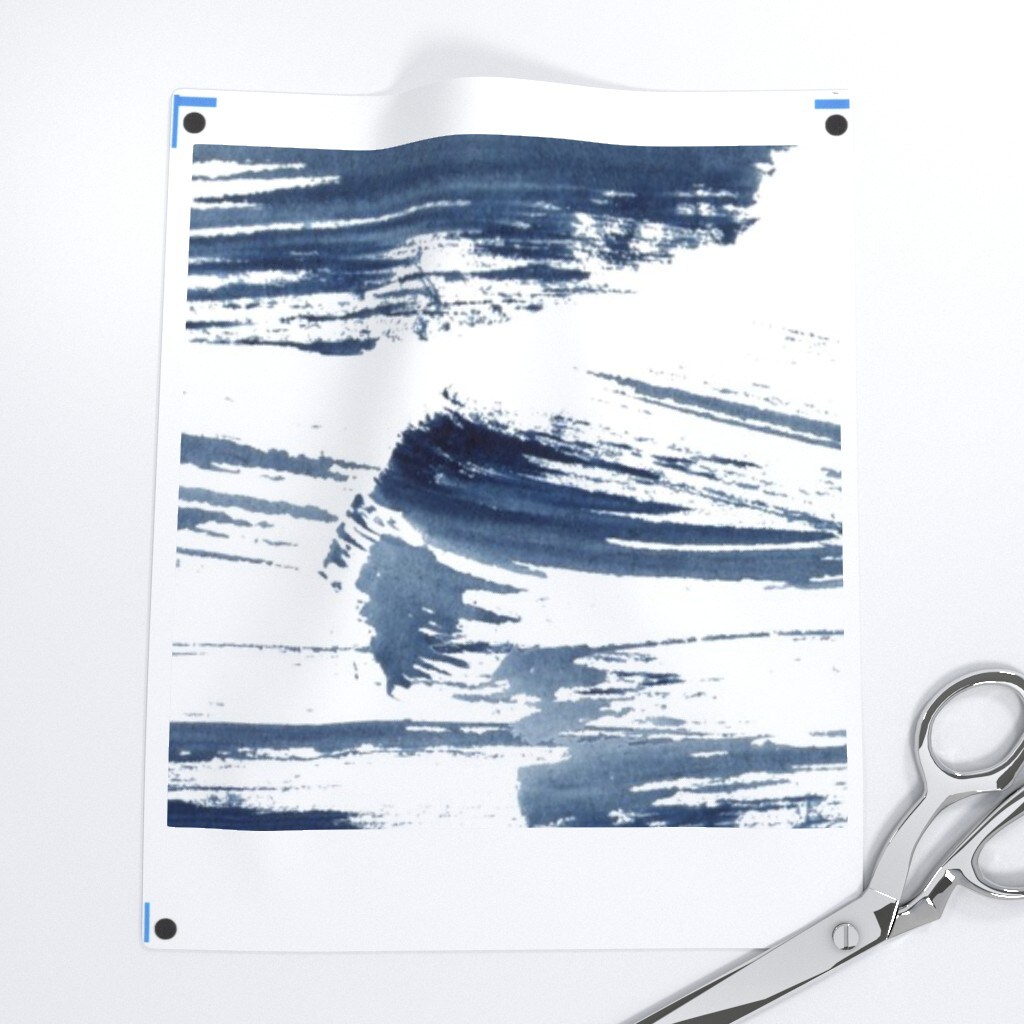 Abstract Hand Painted Watercolor Paint Brush Brushstroke Nautical Coastal Sea Custom Pre-pasted Wallpaper by Spoonflower Pre-Pasted Wallpaper 2FT Wide
