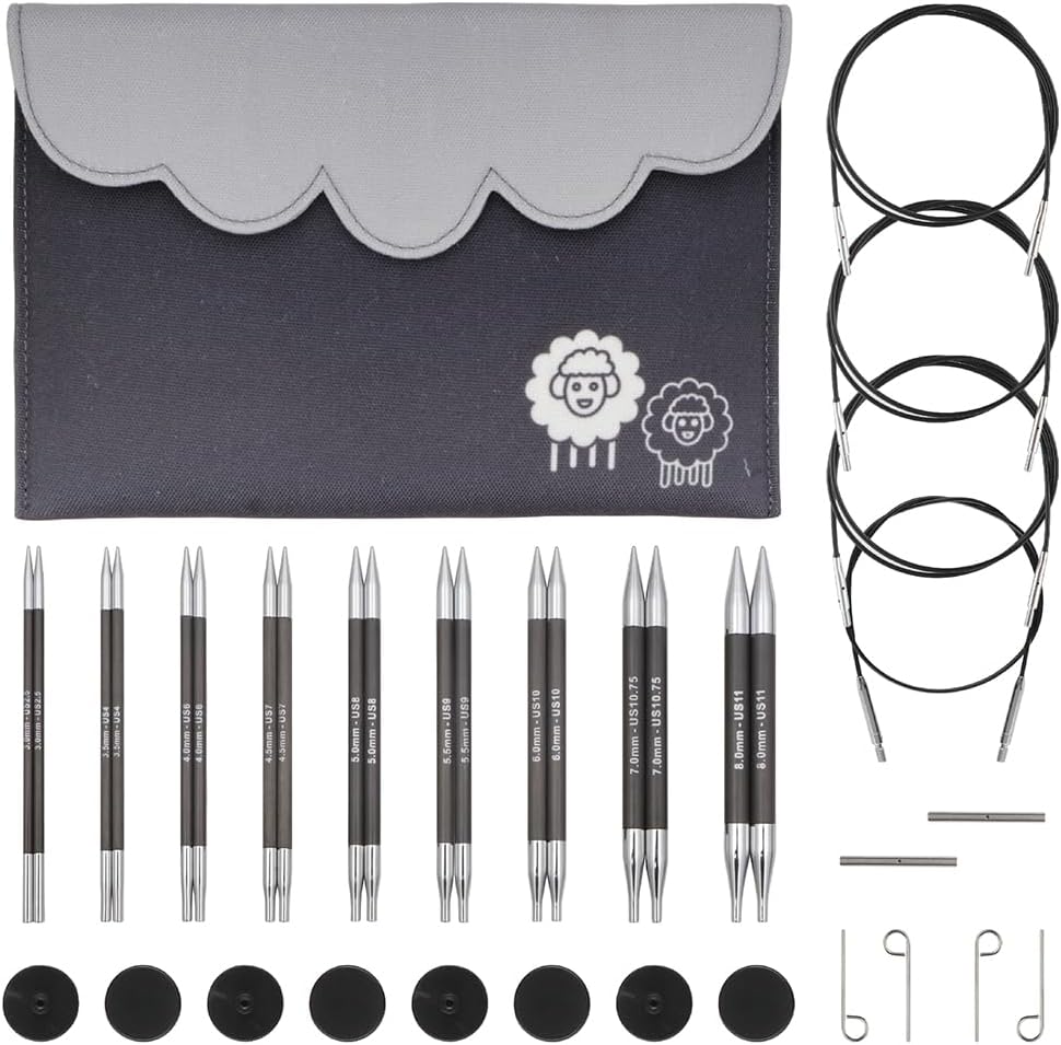 KnitPro Karbonz Deluxe Interchangeable Knitting Needle Set 5"(13cm)