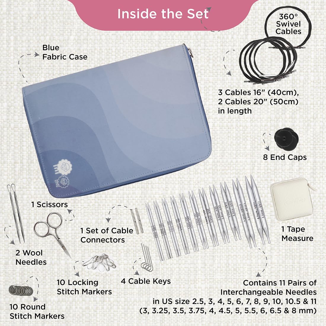 KnitPro Nova Regal Interchangeable Knitting Needle Set 4" (10cm)