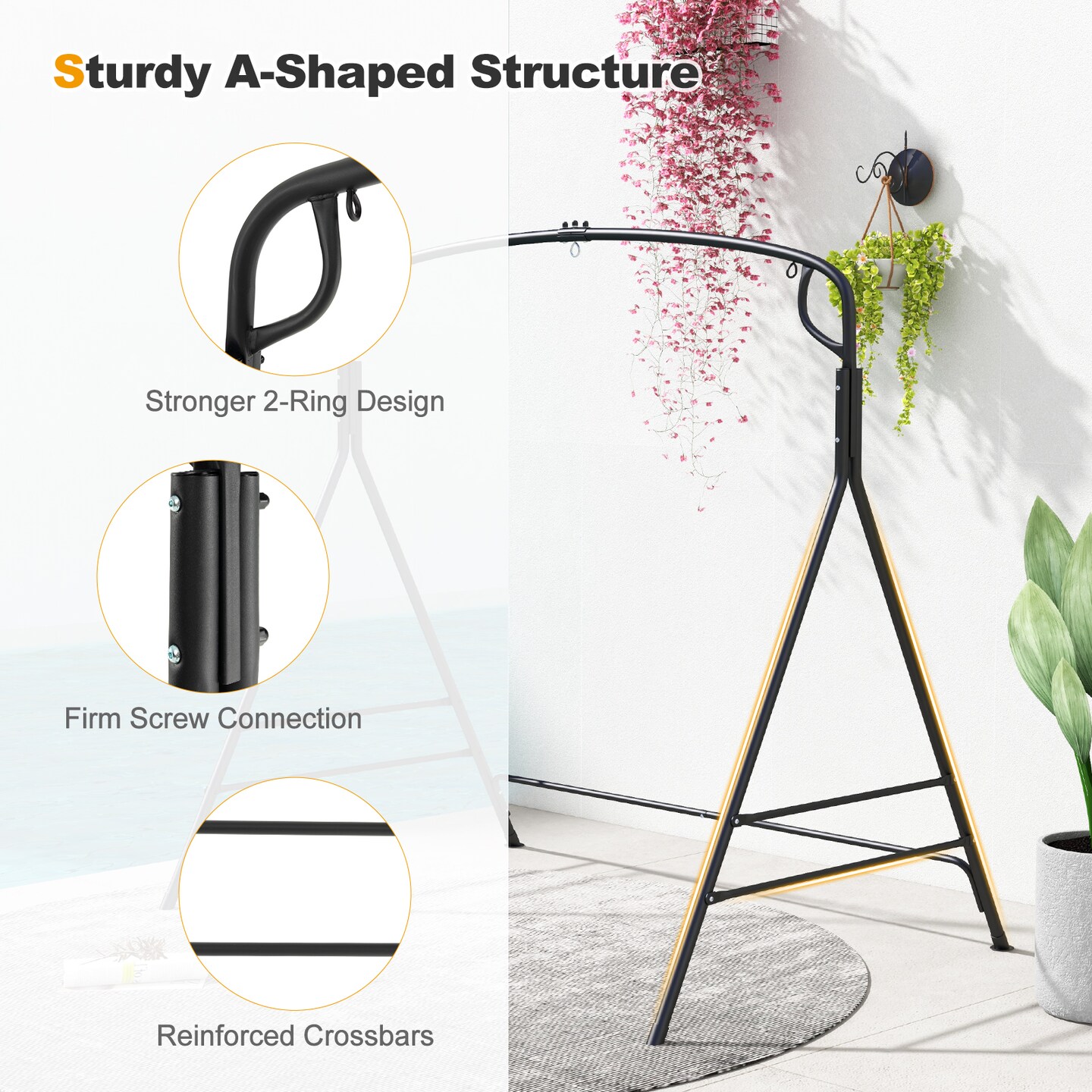 Outdoor Swing Stand A Frame Metal Swing Frame for Hammock Chair Patio Backyard Use