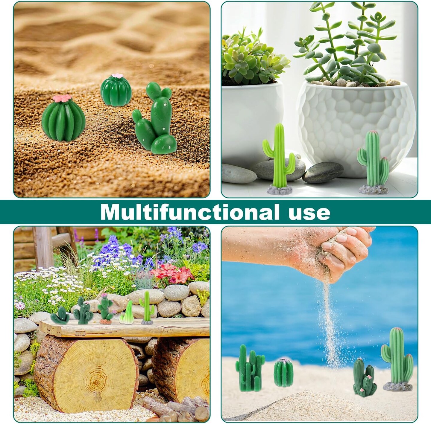 36 Pcs Mini Resin Cactus Set – 12 Styles Cute Miniature Artificial Succulent Figurines for Small Potted Plants, Garden, Bonsai, Terrarium & DIY Micro Landscape Decor