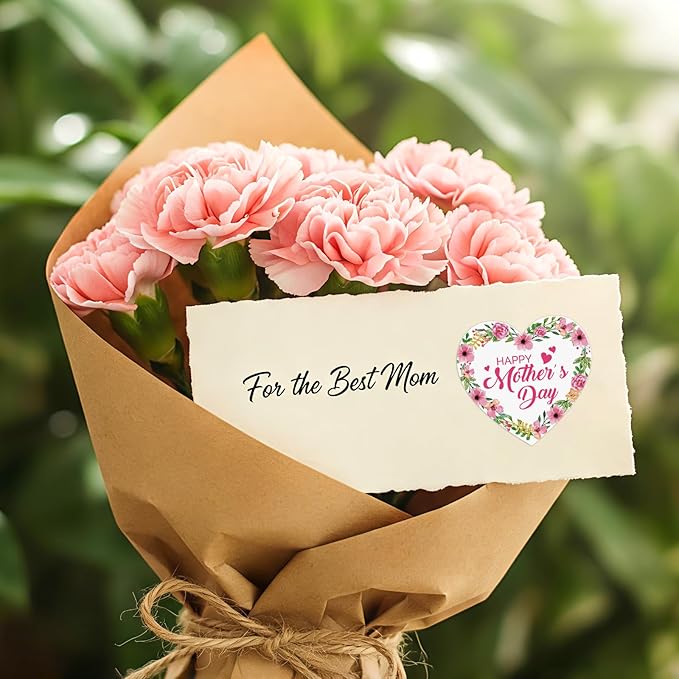 72PCS Happy Mother’s Day Stickers – 1.5” Floral Gift Tags & Labels for Cards, Envelopes, Boxes, Gift Wrap, Party Favors & Decorations