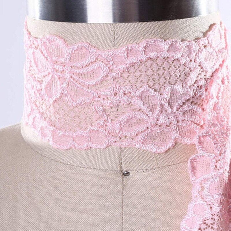 2 Yards Light Pink Stretch Lace Trim 2.5" Wide Floral Elastic Ribbon for Lingerie Sewing & Crafts