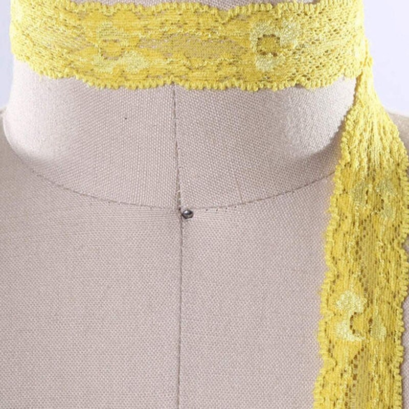 2 Yards Bright Yellow Stretch Lace Trim 7/8" Floral Elastic Ribbon for Lingerie Sewing & Crafts