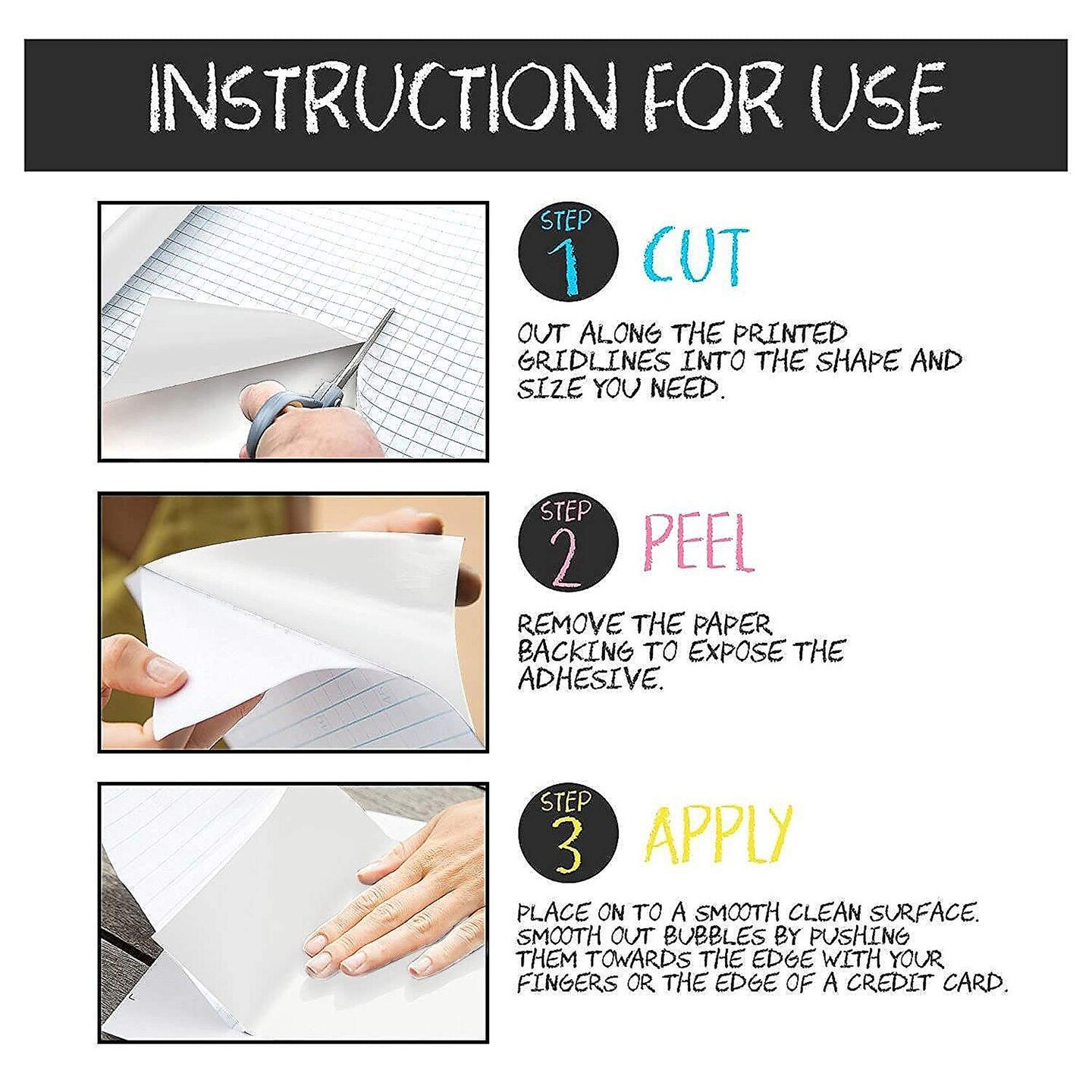 Whiteboard Sticker Roll 1.4 Ft x 8ft Long Includes 3 Dry Erase Markers