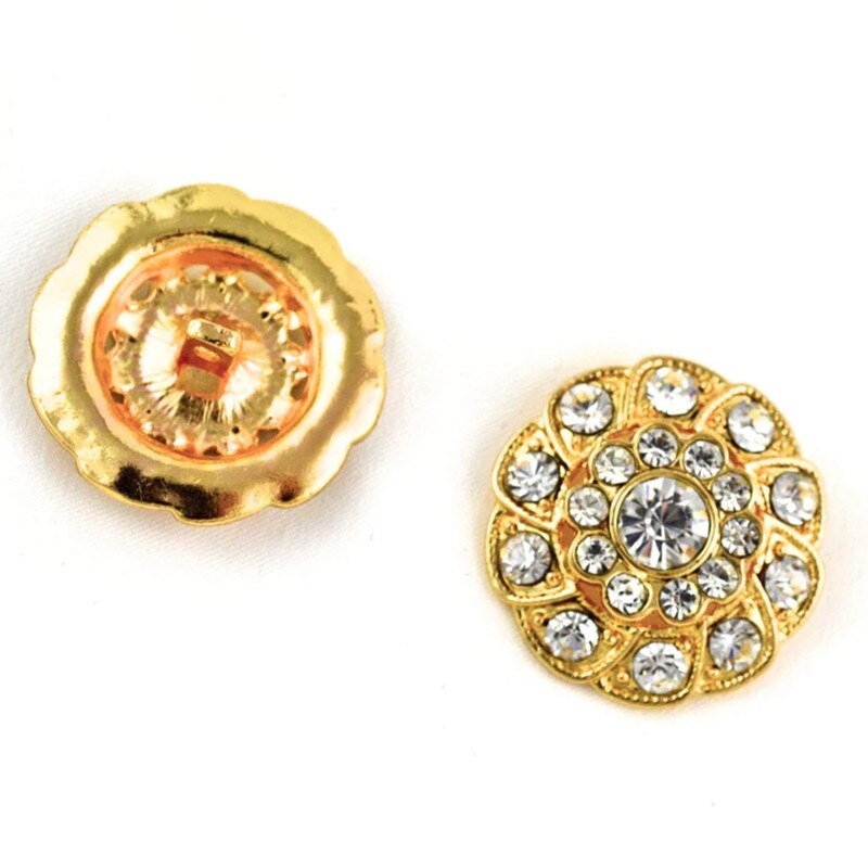 5/8" Small Gold Spiral Rhinestone Button for DIY Projects 1 Pieces