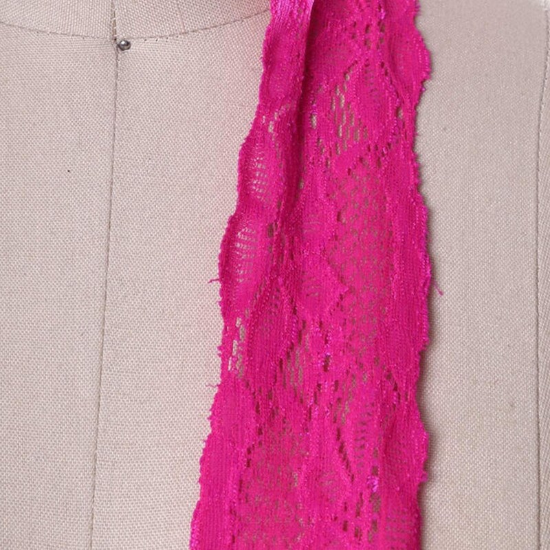 2 Yards Hot Pink Wide Stretch Lace Trim 2.5&#x22; Floral Elastic for Lingerie Sewing &#x26; DIY Crafts
