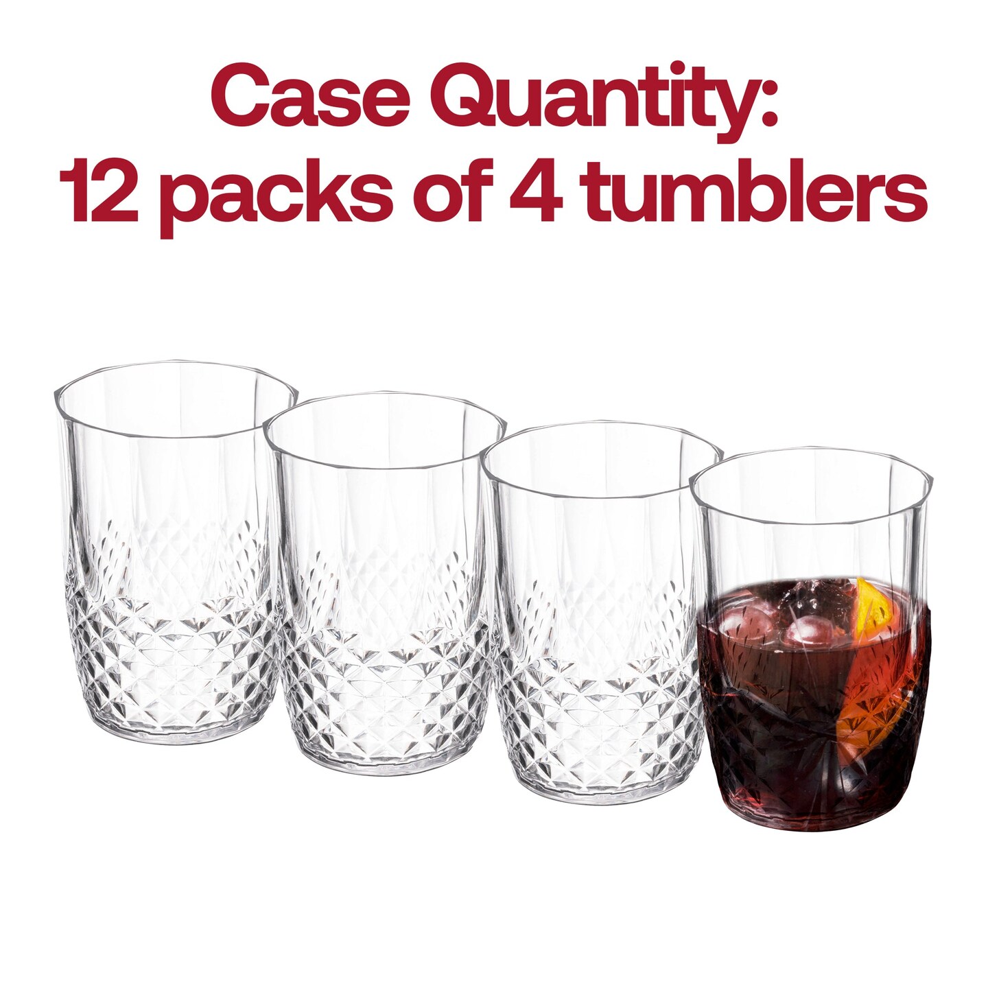 Clear Stripe Round Disposable Plastic Tumblers - 16 oz. (48 Tumblers)