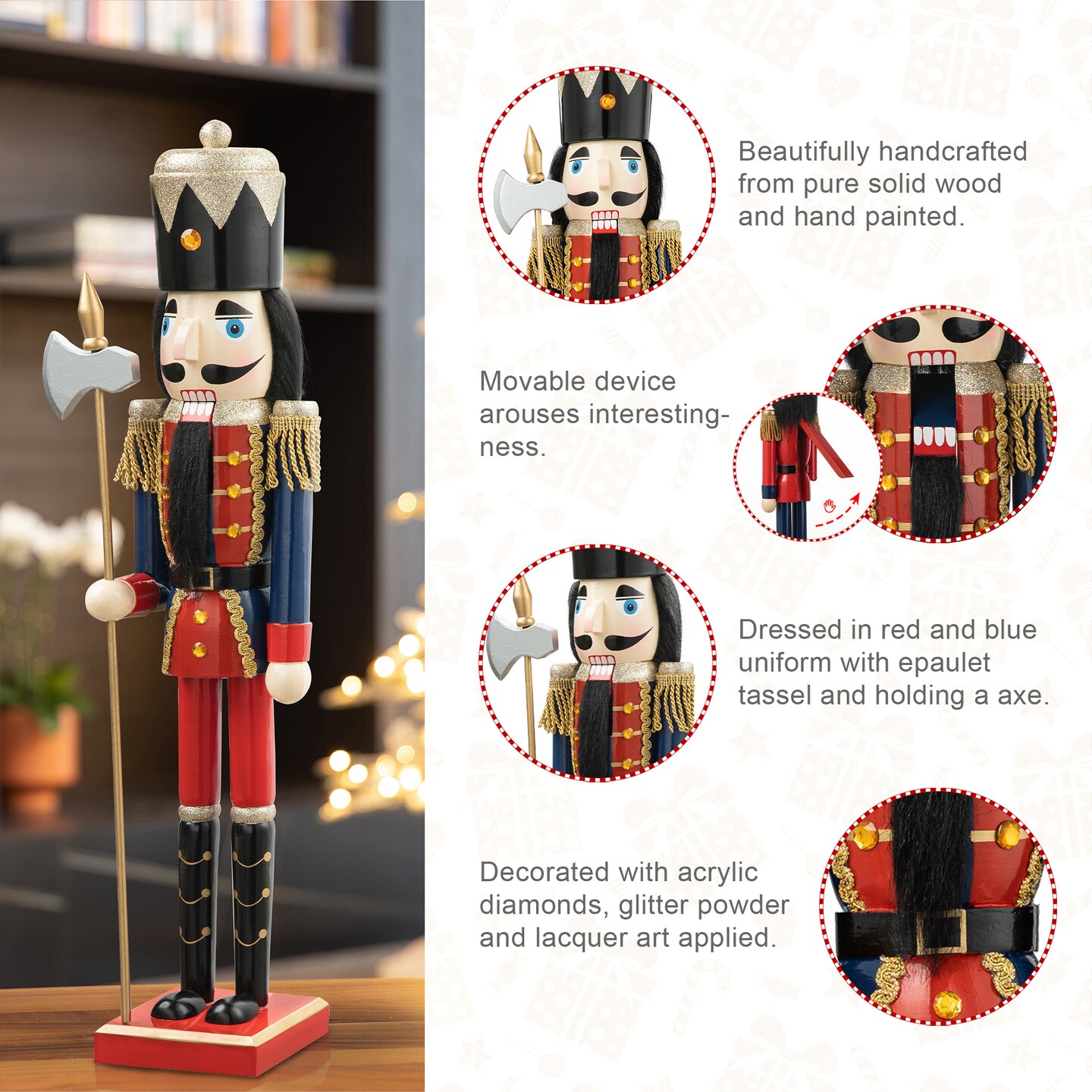 24&#x22;H Wooden Christmas King/Soldier Nutcracker