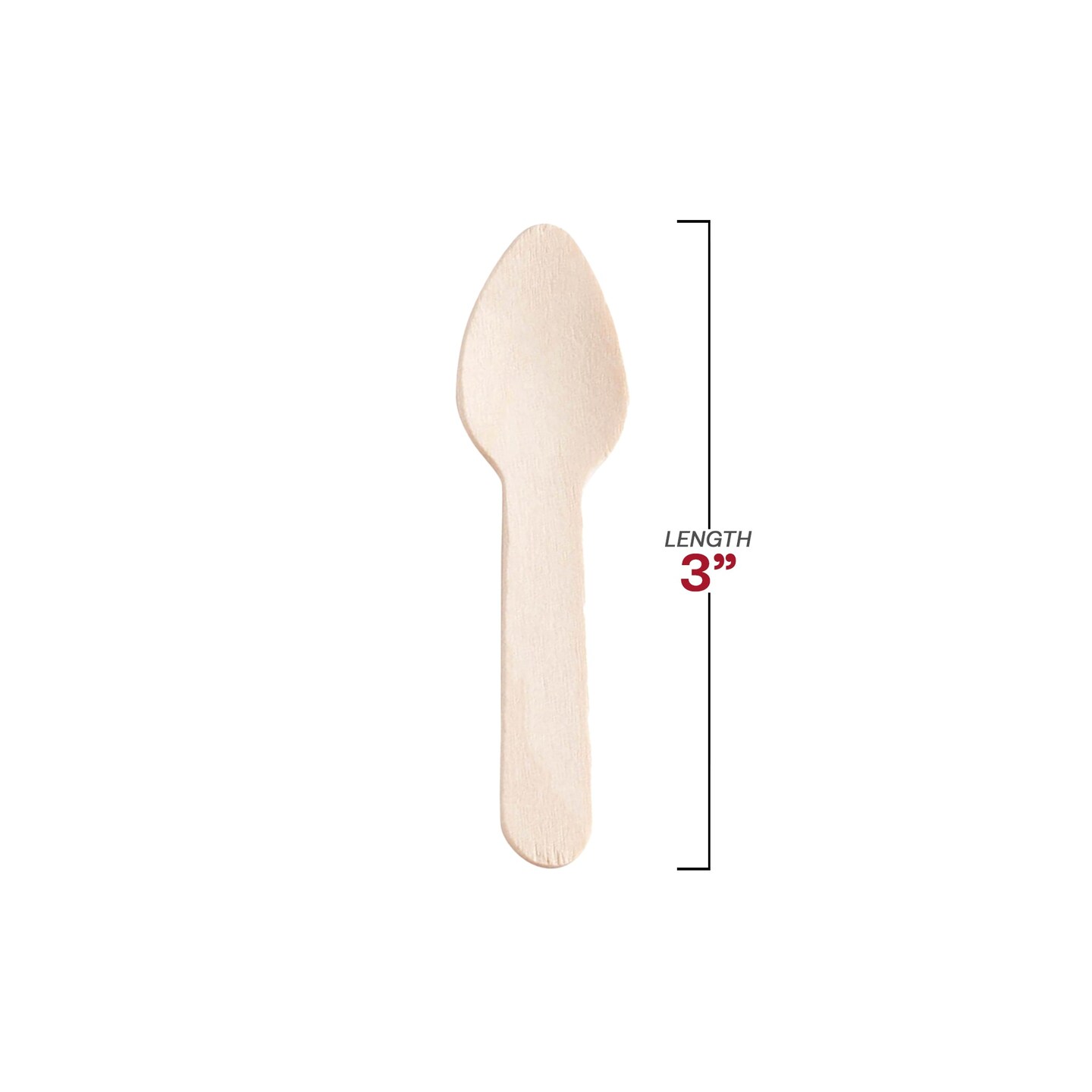 Natural Birch Eco-Friendly Disposable Mini Dessert Spoons - 3&#x22; (600 Spoons)