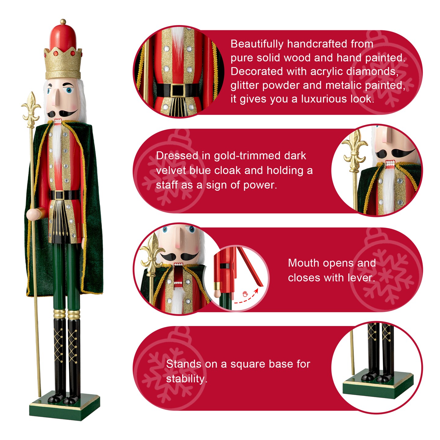42&#x22;H Wooden Christmas King/Soldier Nutcracker