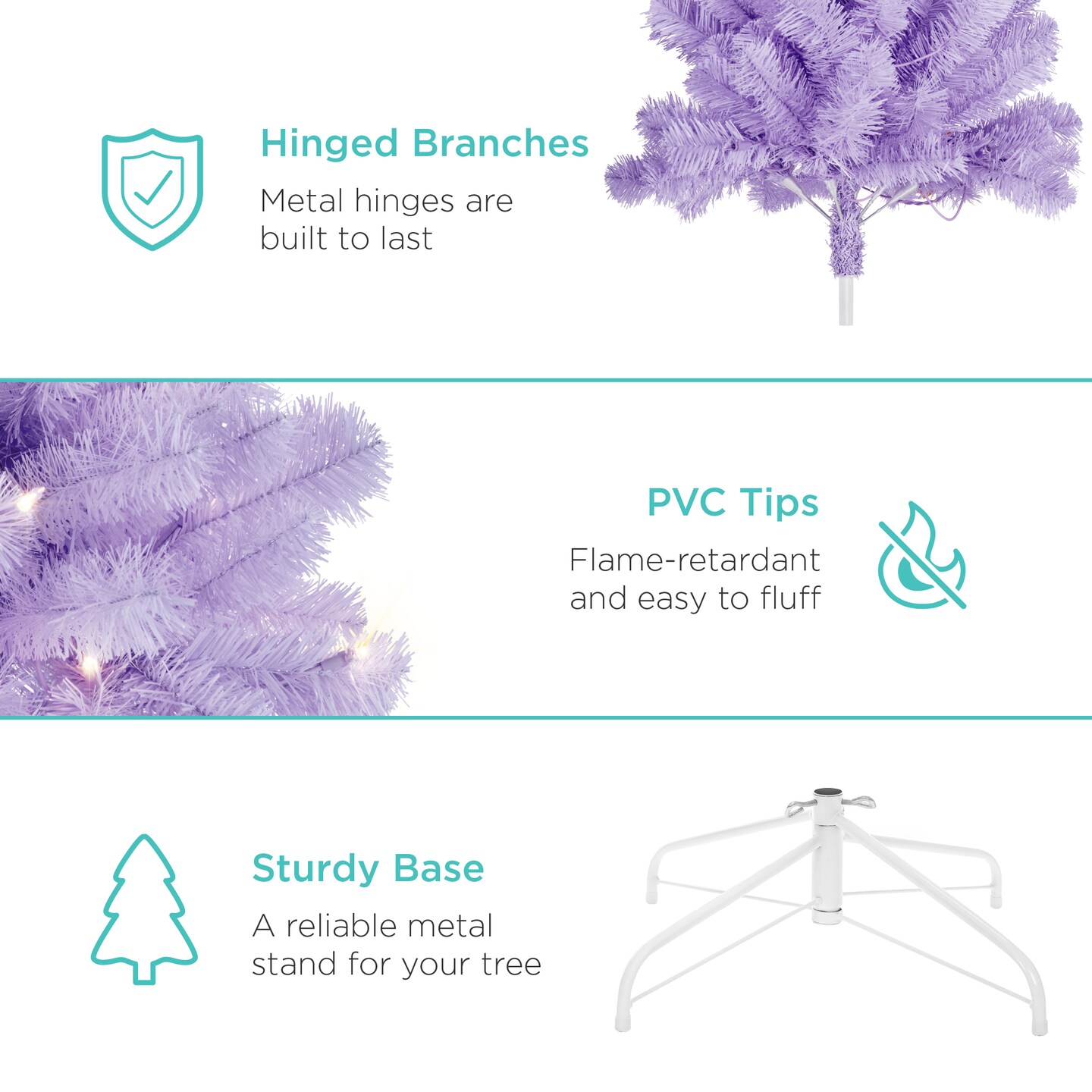 Best Choice Products Pre-Lit Lavender Christmas Tree, Artificial Full Holiday Decoration w/ Incandescent Lights