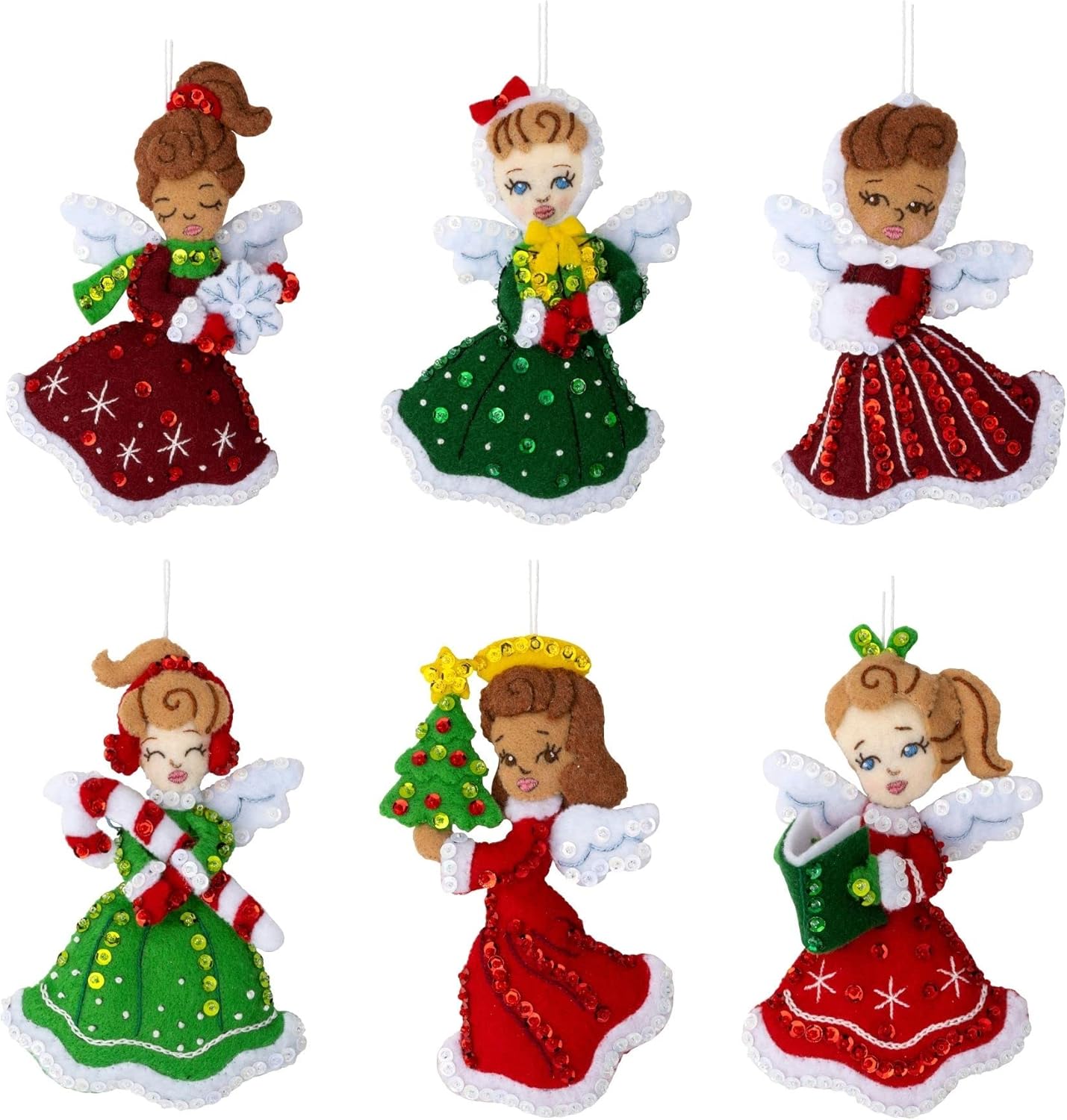 Felt Applique 6 Piece Ornament Making Kit, Christmas Angels, Perfect for DIY Arts and Crafts, 89493E