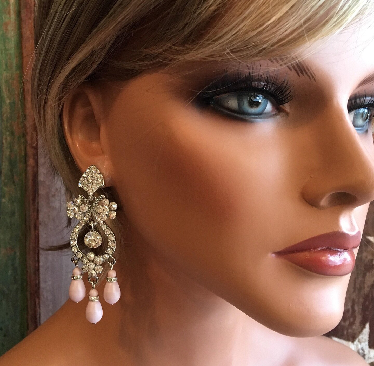 Boucles D'oreilles Strass Chandelier XL 70 Mm Argenté - Pour Mariée, Métal Laiton Plaqué Argent, Avec étiquettes