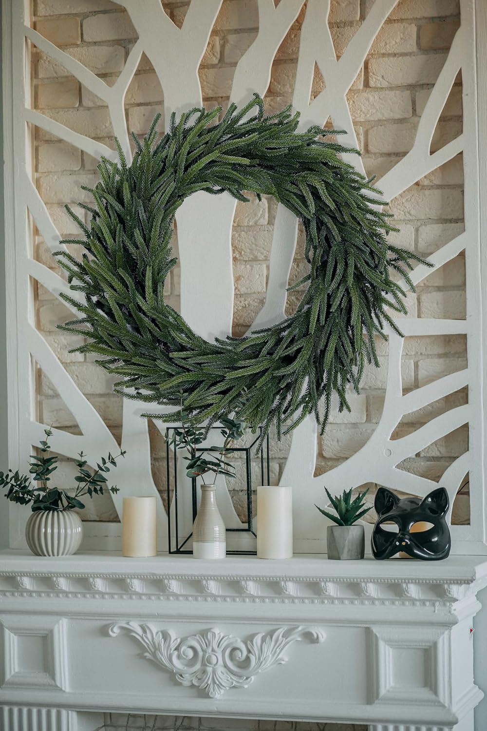 6&#x27; Norfolk Pine Garland + 24&#x22; Norfolk Wreath Set | Lifelike Greenery | Indoor/Outdoor Use | Christmas Accents | Christmas Garland and Wreath | Home &#x26; Office Decor