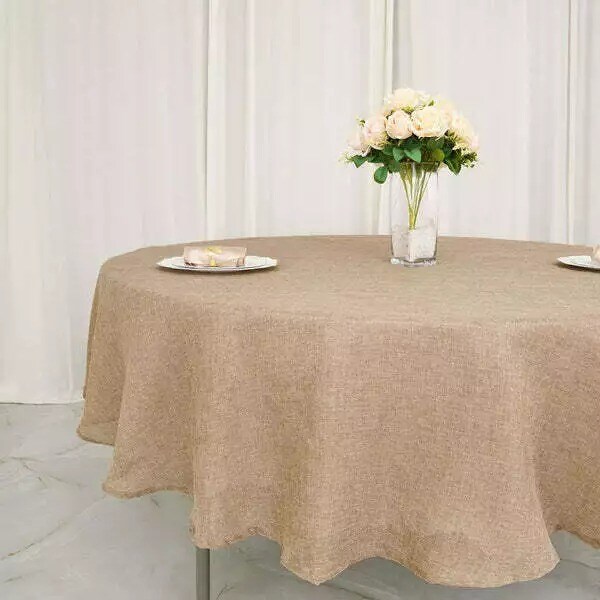 90-Inch NATURAL Round Faux Burlap Tablecloth Tablecloth Wedding Decorations