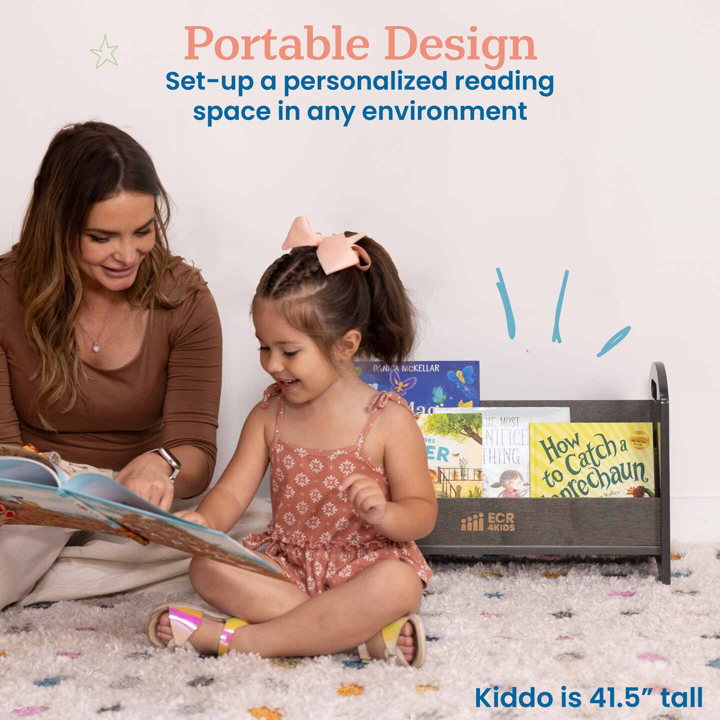 2-Shelf Tabletop Book Display with Handles, Beginner Bookshelf