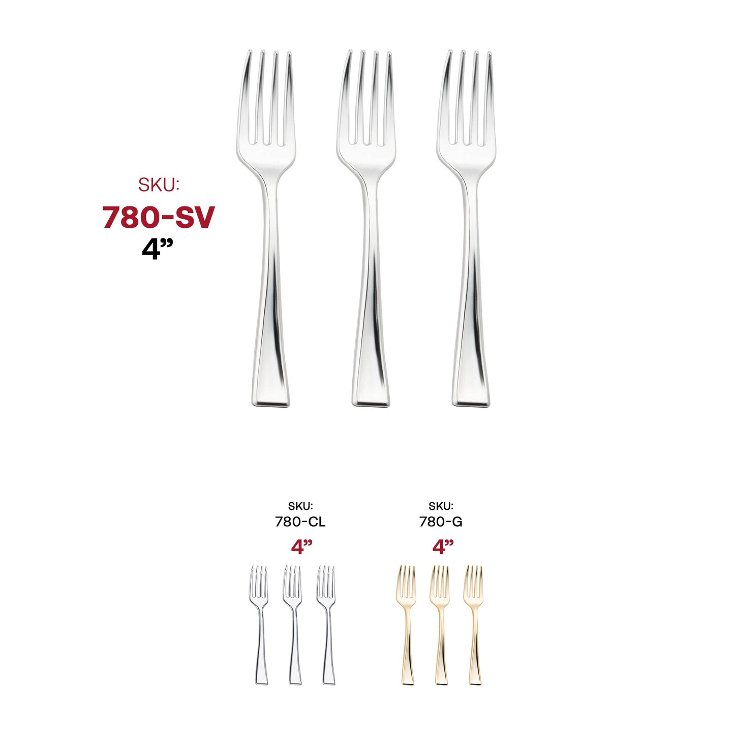 Shiny Metallic Silver Mini Plastic Disposable Tasting Forks (960 Forks)