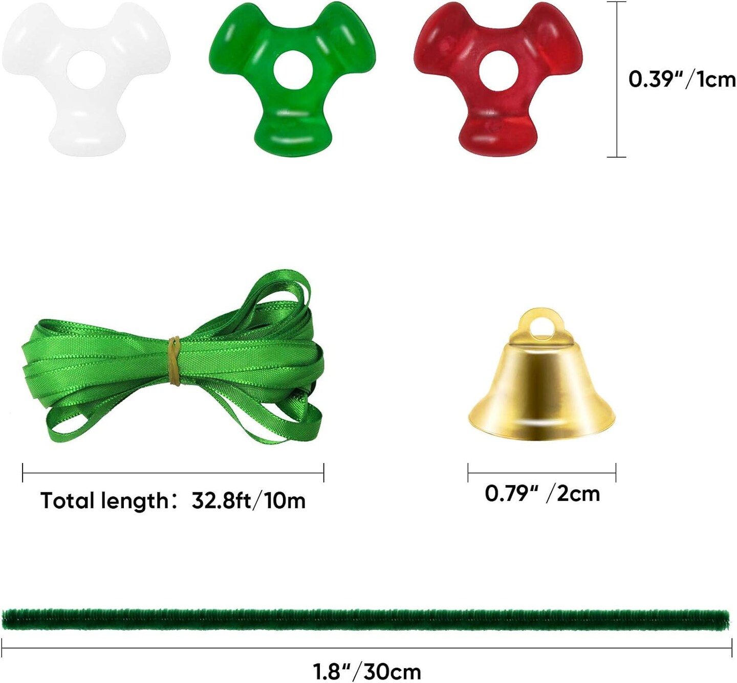 1570 PCS Christmas Beaded Ornament Kit Christmas Tri-Shaped Beads Plastic Tri Beads with Pipe Cleaners Xmas Party Craft Wreath Candy Cane for Christmas Tree Hanging