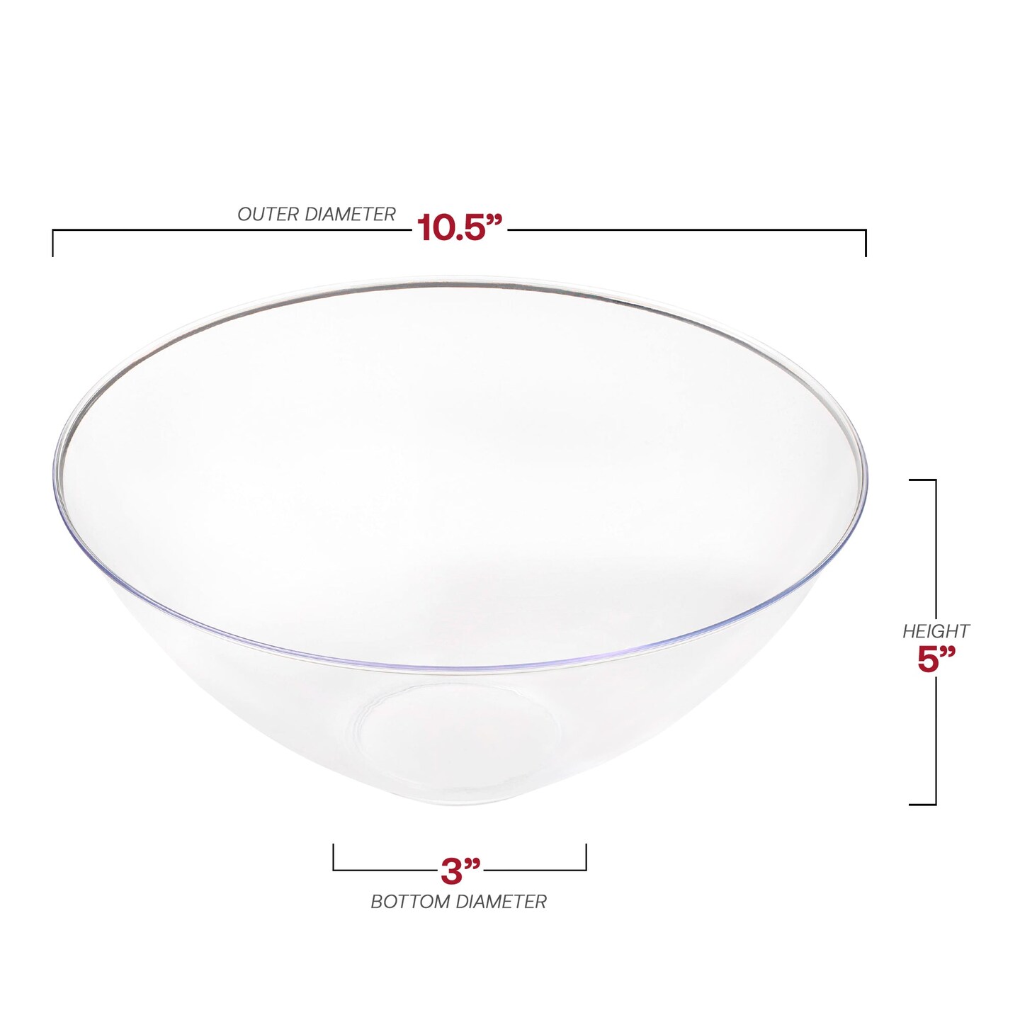 Solid Clear Organic Round Disposable Plastic Bowls - 100 oz. (24 Bowls)