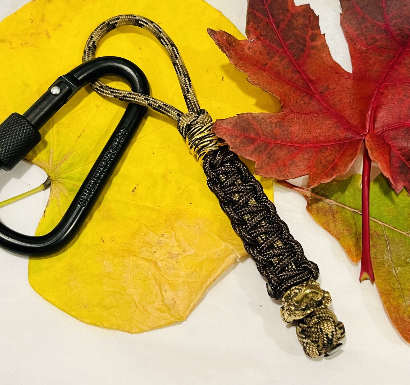 Brass TOAD Bead EDC 550 Paracord Lanyard, Frog Amphibian Bead