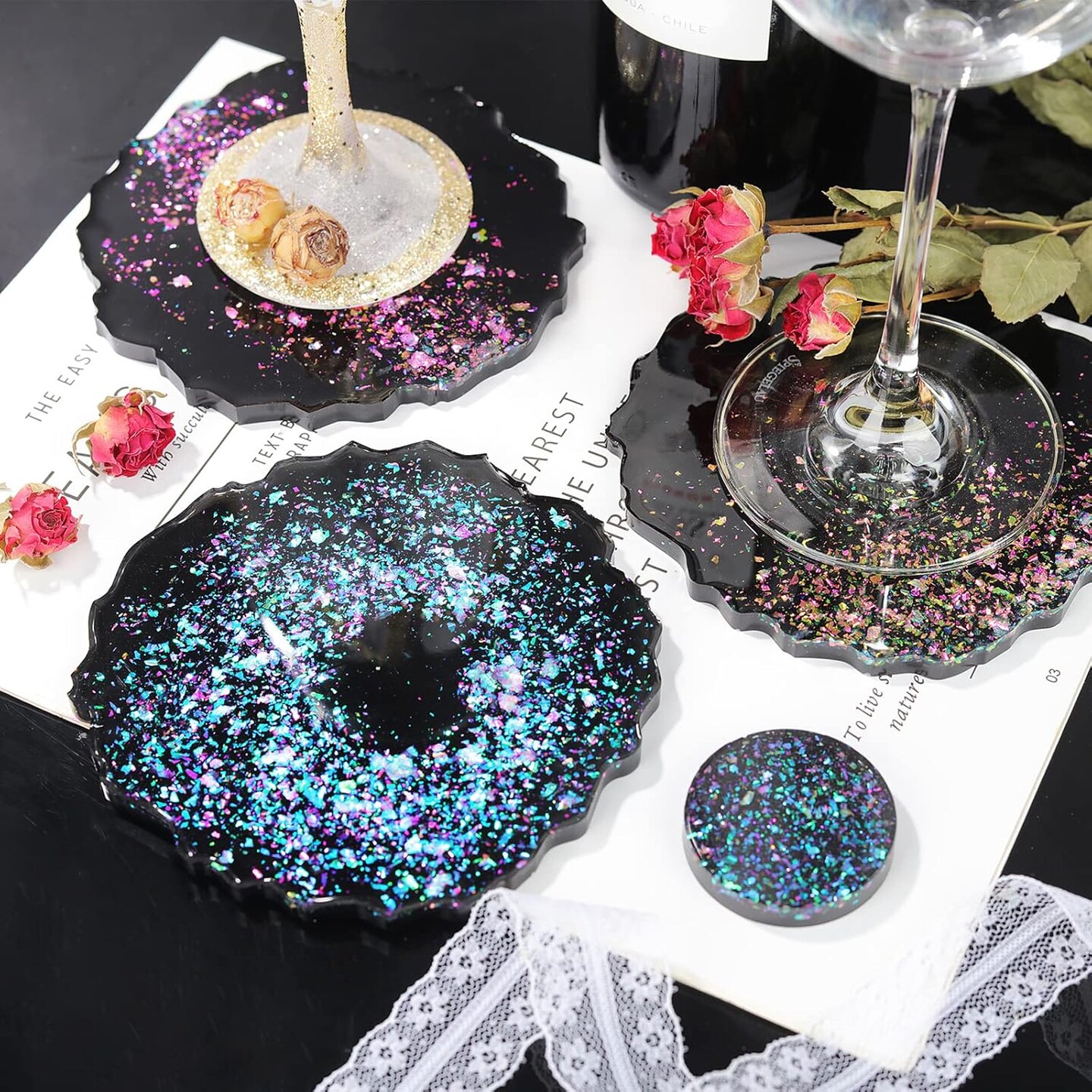 LET&#x27;S RESIN Chameleon Chunky Flakes, Resin Supplies-8 Color Intense Colorshift Pigment Powder For Resin Crafts/Tumblers, Chrome Powder Iridescent Eyeshadow Flakes For Nail Art/Paints/Soap Making