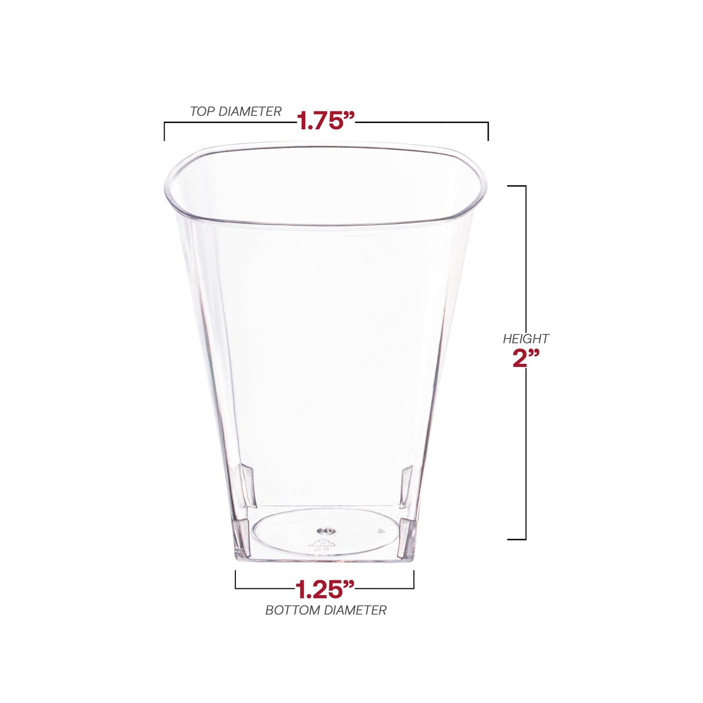 Clear Square Plastic Shot Glasses - 2 oz. (960 Glasses)