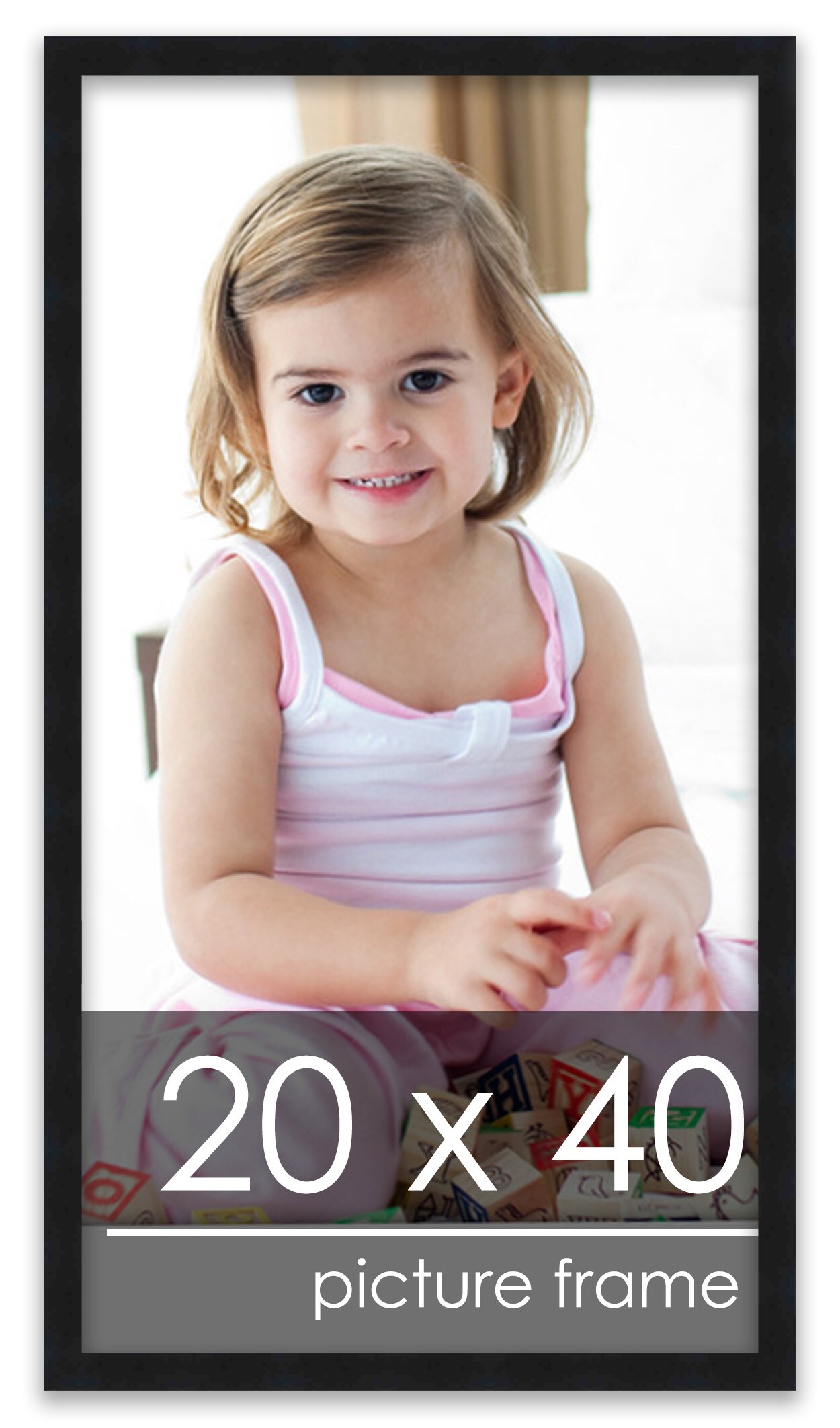Panoramic Simple Black Picture Frame - UV Acrylic, Foam Board Backing, Hanging Hardware