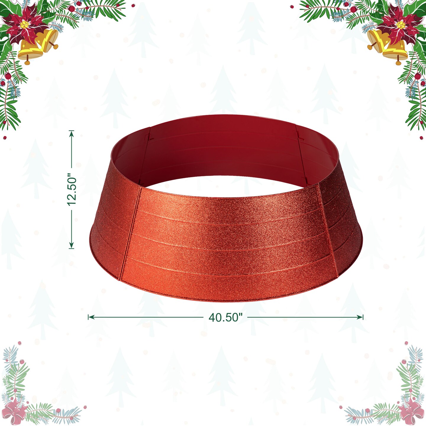 25.75&#x22;D/40.5&#x22;D Gold/Red Metal Glitter Tree Collar