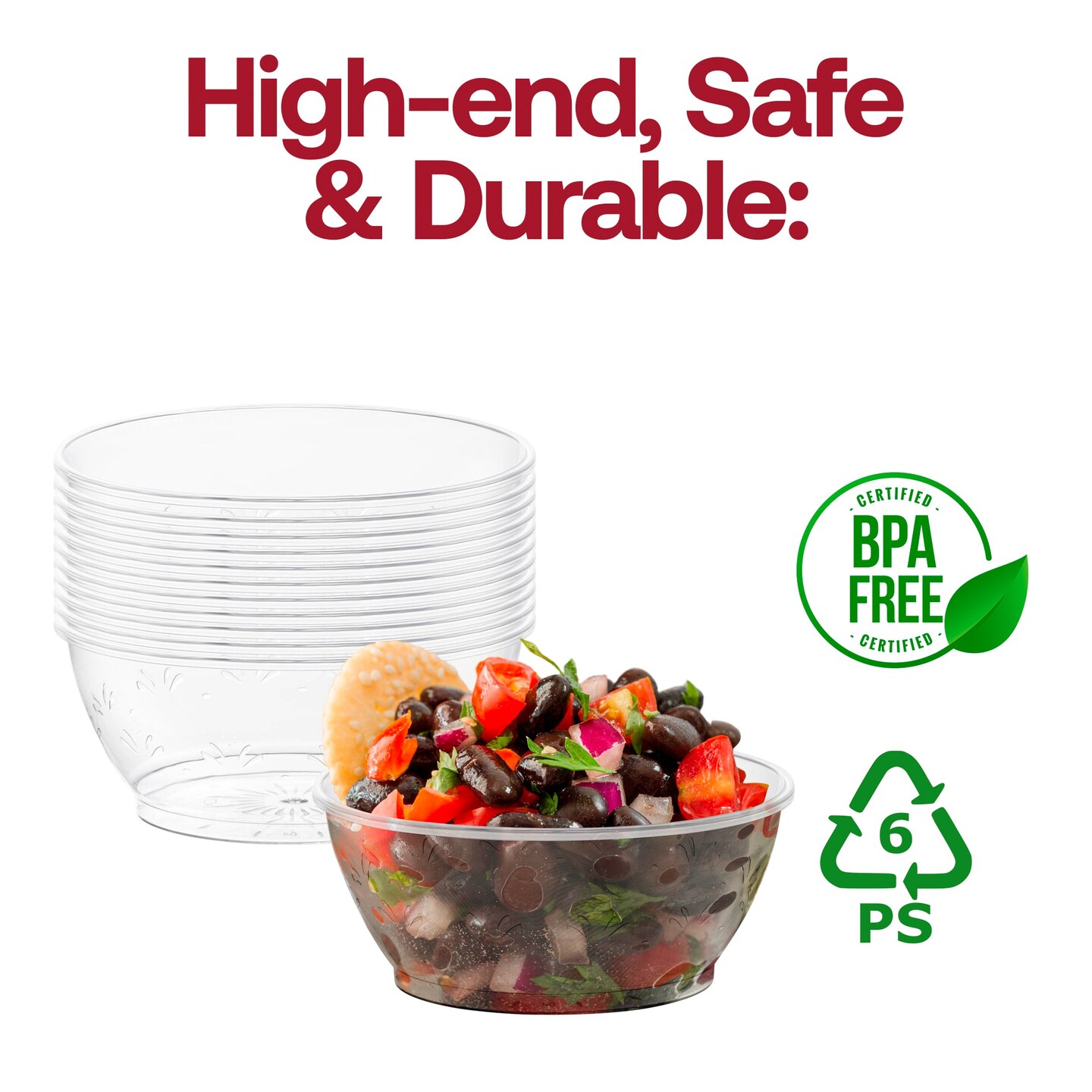 Clear Floral Round Disposable Plastic Soup Bowls - 10 oz. (240 Bowls)