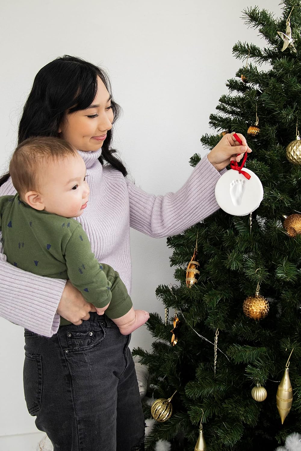 Babyprints Christmas Ornament, Baby's First Christmas Holiday Keepsake, Newborn Handprint or Footprint Clay Kit, Easy No-Bake DIY Clay Impression, Gender-Neutral Christmas Baby Gift