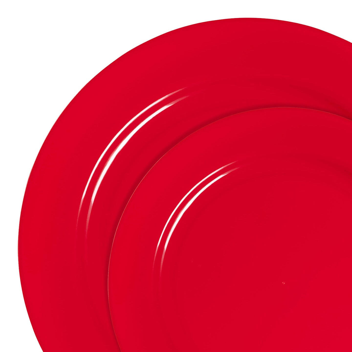 Solid Red Holiday Round Disposable Plastic Dinnerware Value Set (120 Guests)