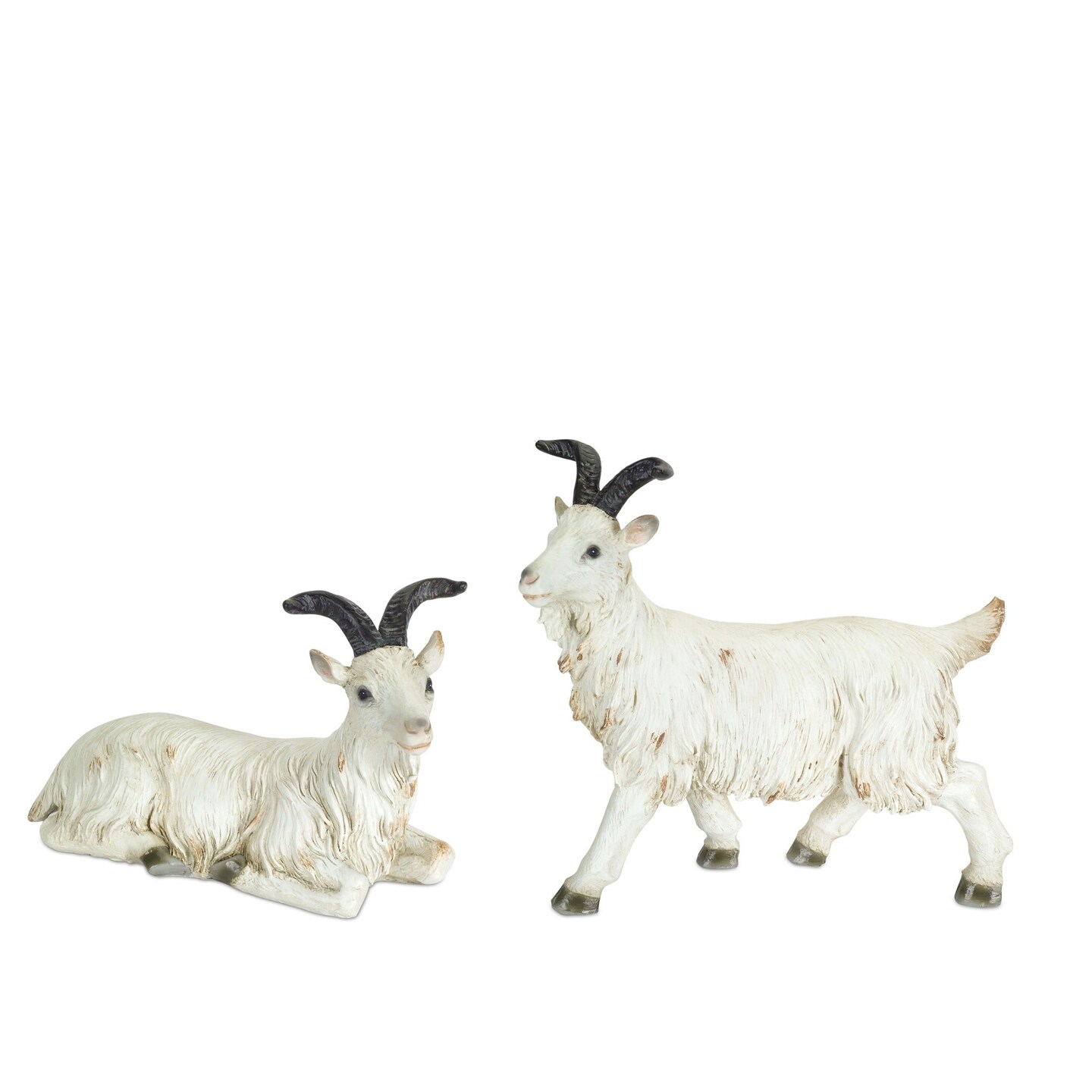 Diva At Home 10&#x201D; Set Of 2 Resin White Distress Goats