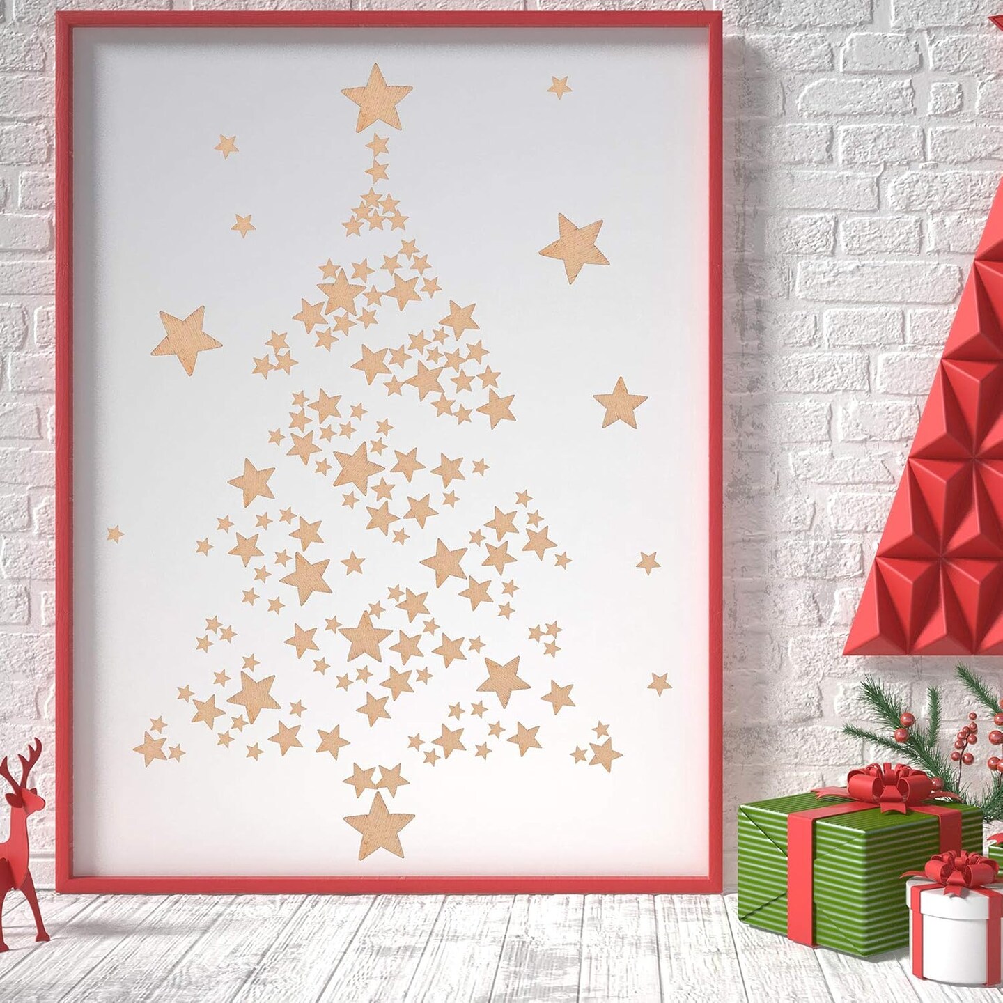 800 Pieces Christmas Small Wooden Stars Blank Wooden Star Slices Mini Star Embellishments Assorted Size Wooden Star Ornament for DIY Christmas Craft Making Supplies