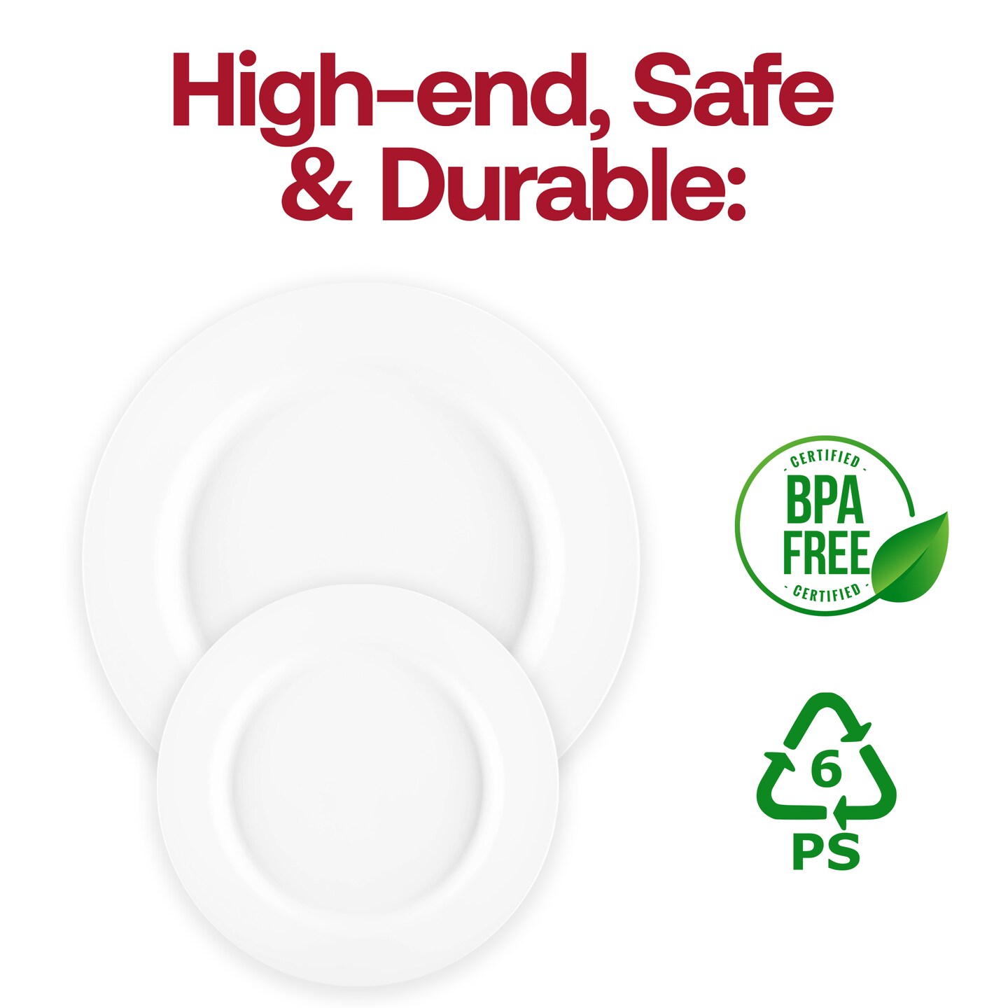 Matte Milk White Round Disposable Plastic Dinner Plates - 10&#x22; (120 Plates)