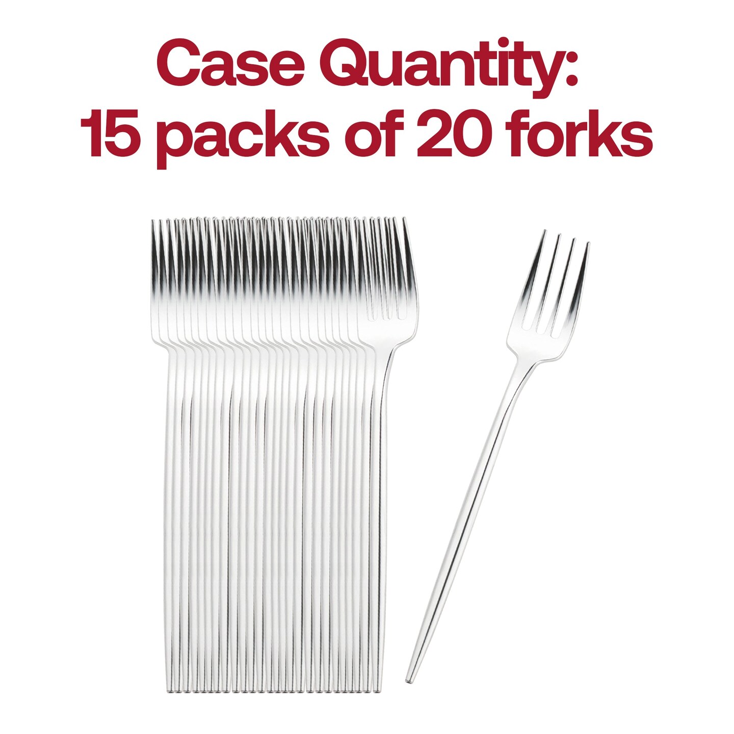 Shiny Silver Moderno Disposable Plastic Dinner Forks (300 Forks)