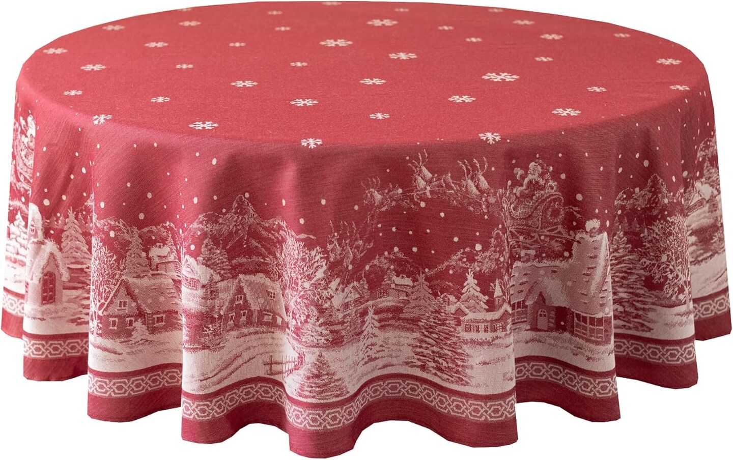 Engineered Jacquard Heavyweight Fabric Table Cloth, Holiday, Winter, and Christmas Tablecloth (Christmas Story, 70&#x22; Round)