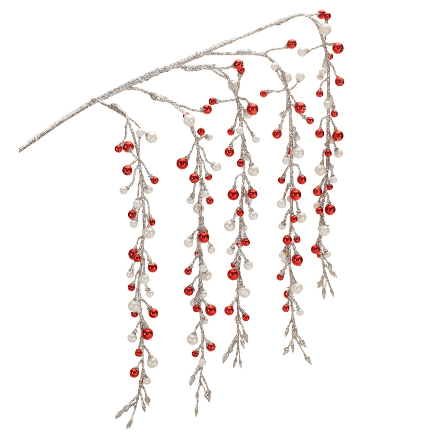 Melrose Glittered Hanging Berry Artificial Christmas Sprays - 26&#x22; - Silver - Set of 2