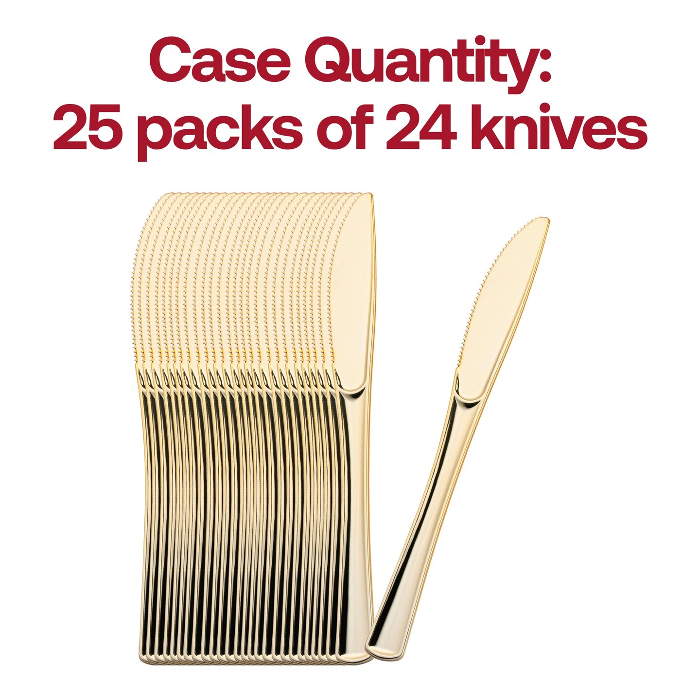 Shiny Metallic Gold Plastic Knives (600 Knives)
