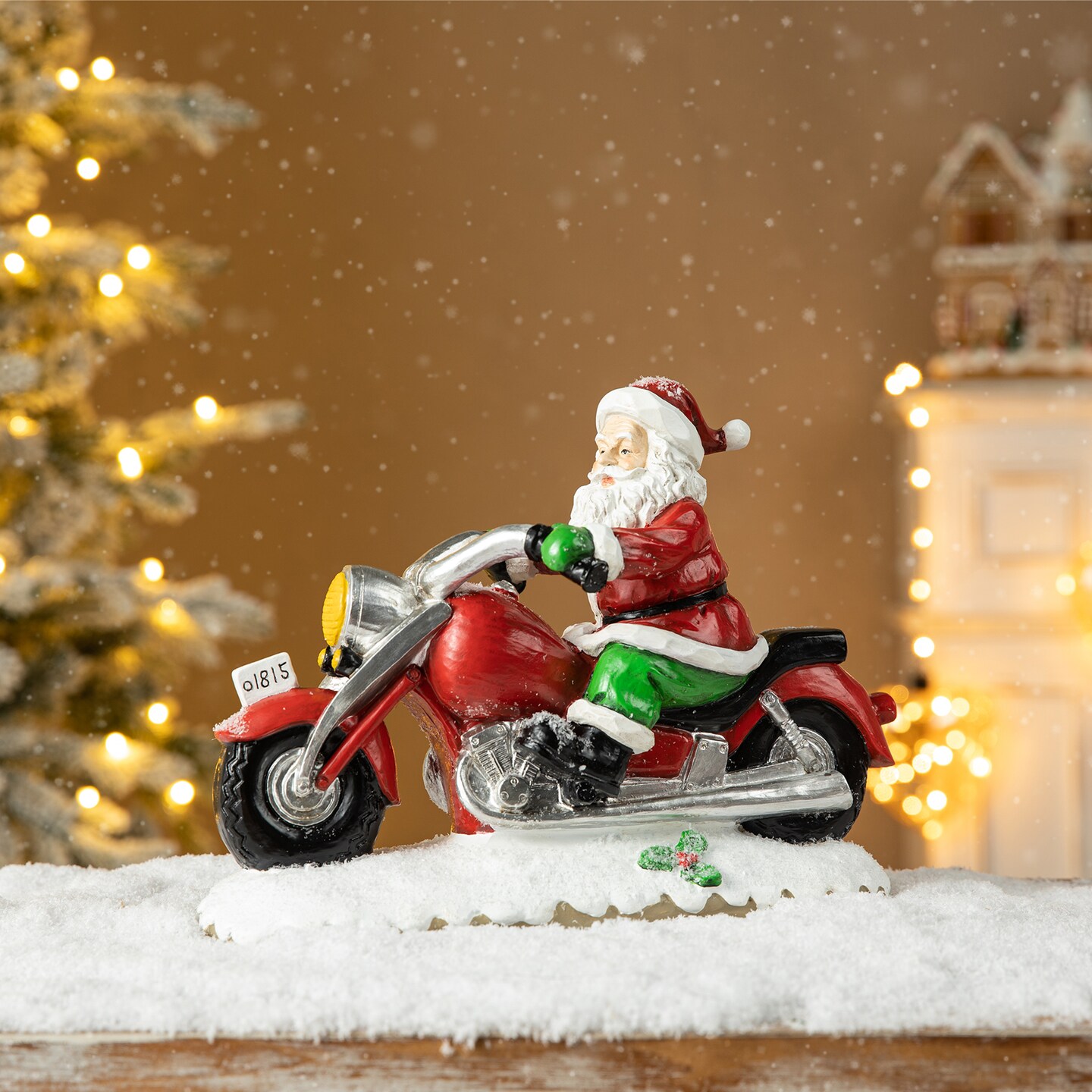 11.75"L Resin Christmas Santa With Motorcycle Table Decor | Michaels