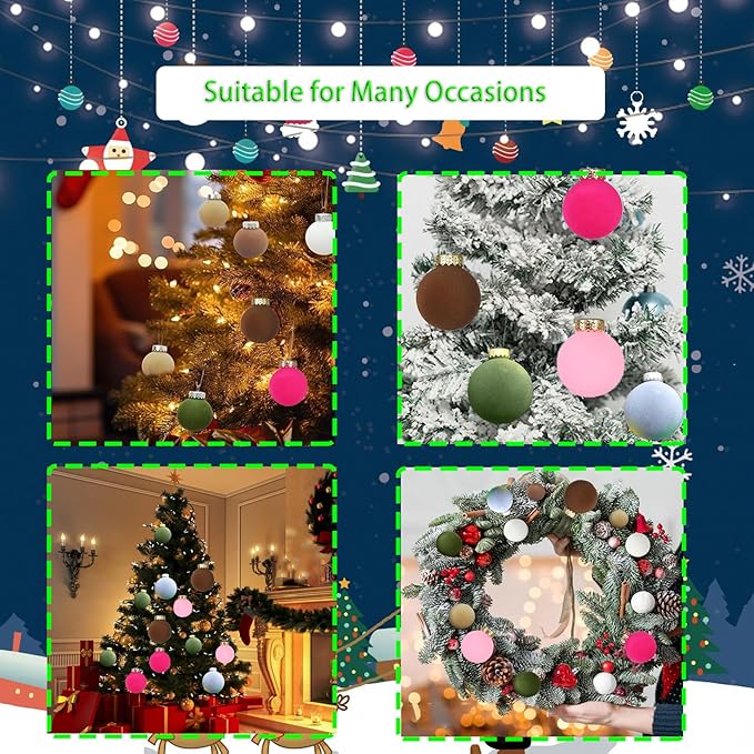 Tree Decorations, Velvet Ornaments for Christmas Tree, Velvet Christmas Ornaments Balls, 2.4 Inch Velvet Christmas Ornaments (A)