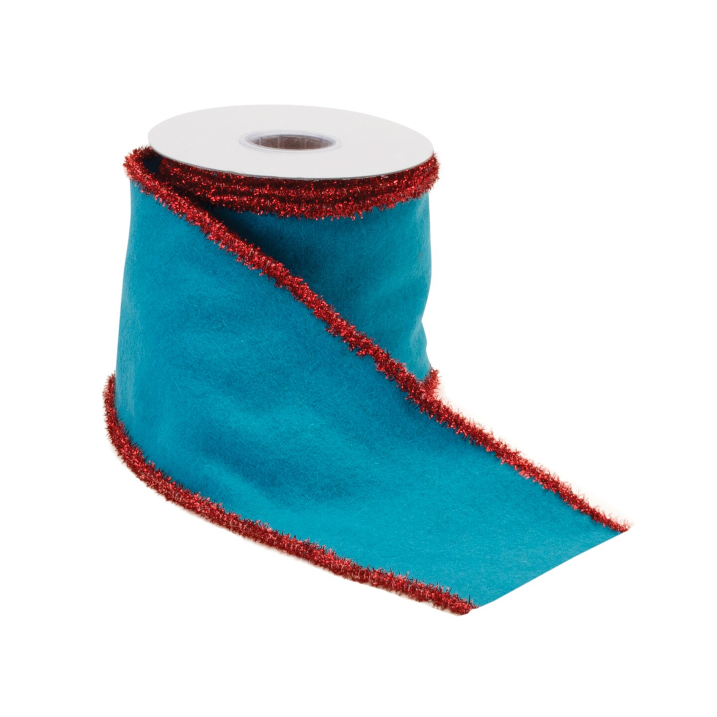 Melrose Wool Wired Christmas Craft Ribbon - 4&#x22; x 10 Yards - Blue and Red - Set of 2