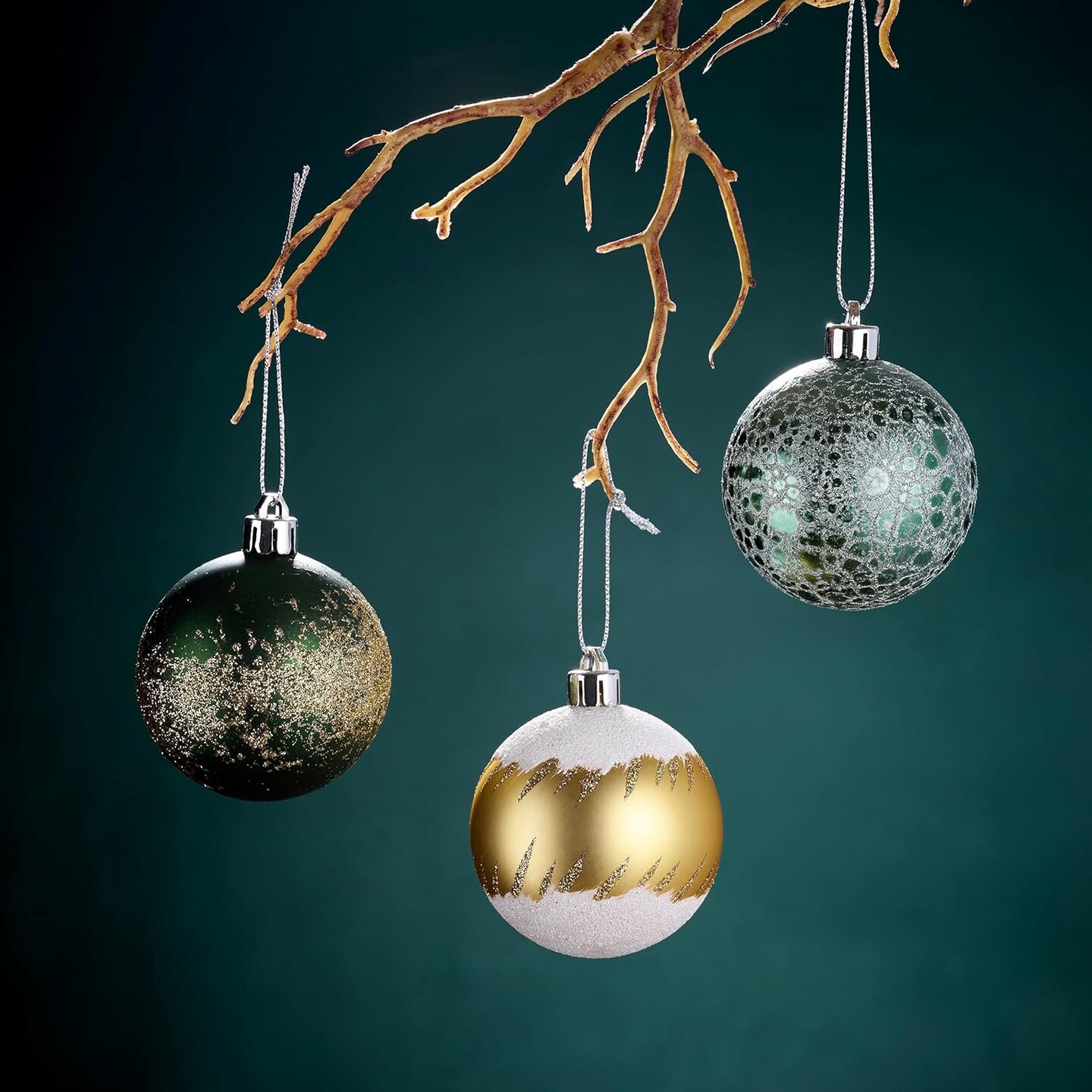 Christmas Tree Ornaments, 20ct 60mm Green Gold Christmas Ball Ornaments for Xmas Tree Decorations, Shatterproof Christmas Ornaments Set for Home Party D&#xE9;cor