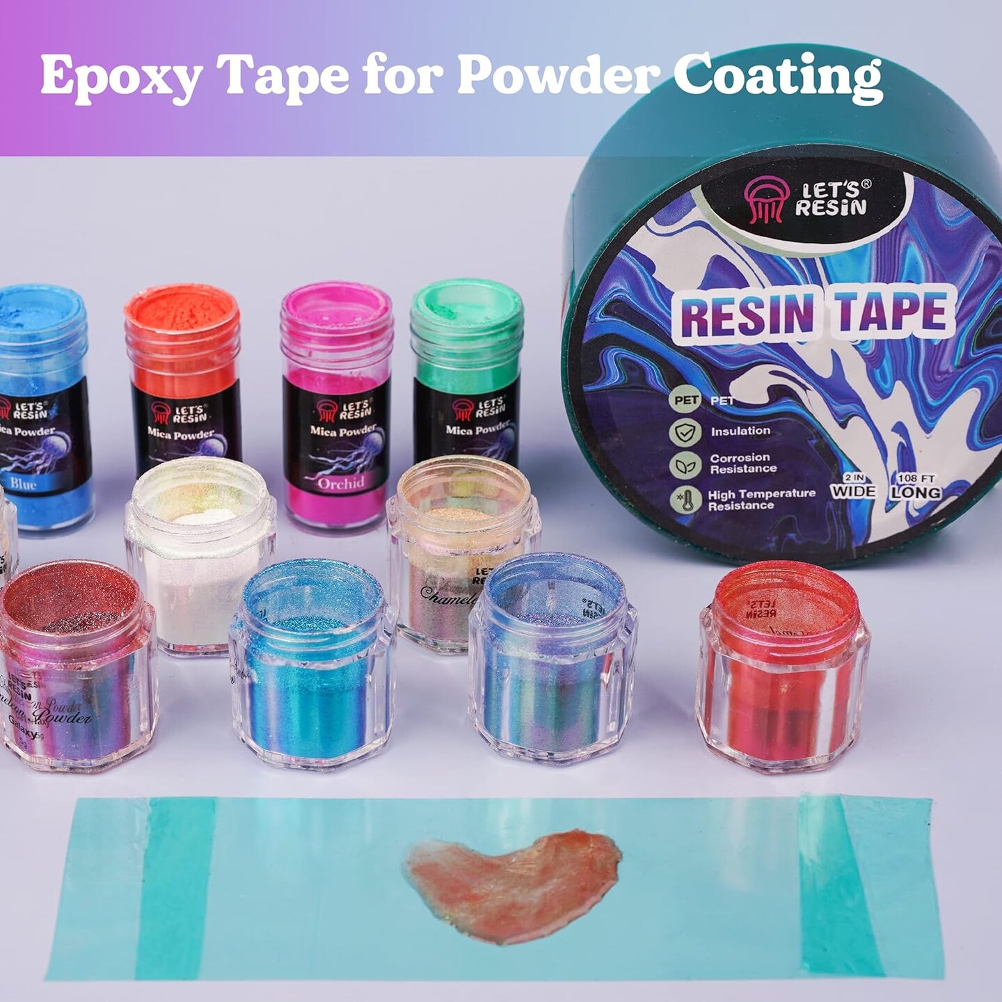 LET&#x27;S RESIN Resin Tape,2Inch Wide x 108FT Long Epoxy Tape,Thermal Adhesive Tape,High-Temperature Heat Insulation, Easy Peel, Release Resin Tape for Epoxy Resin Molding, River Tables,Remove Residue