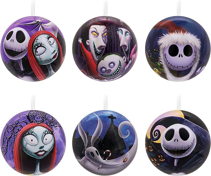 The Nightmare Before Christmas Tin Ball Christmas Ornaments, Set of 12