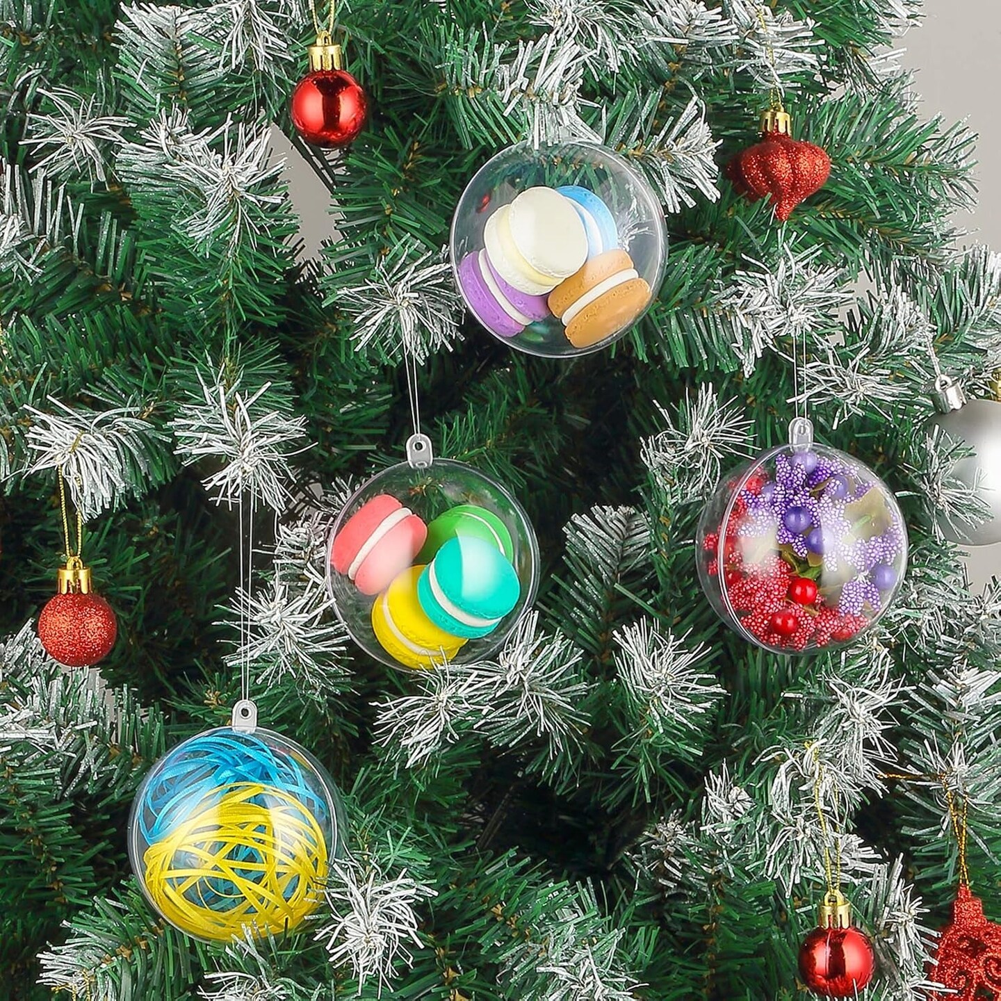 20 Pack DIY Ornament Clear Fillable Baubles Craft Christmas Decorations Tree Ball for New Years Present Holiday Wedding Party Home Decor Bath Bomb (3.15&#x201D;)