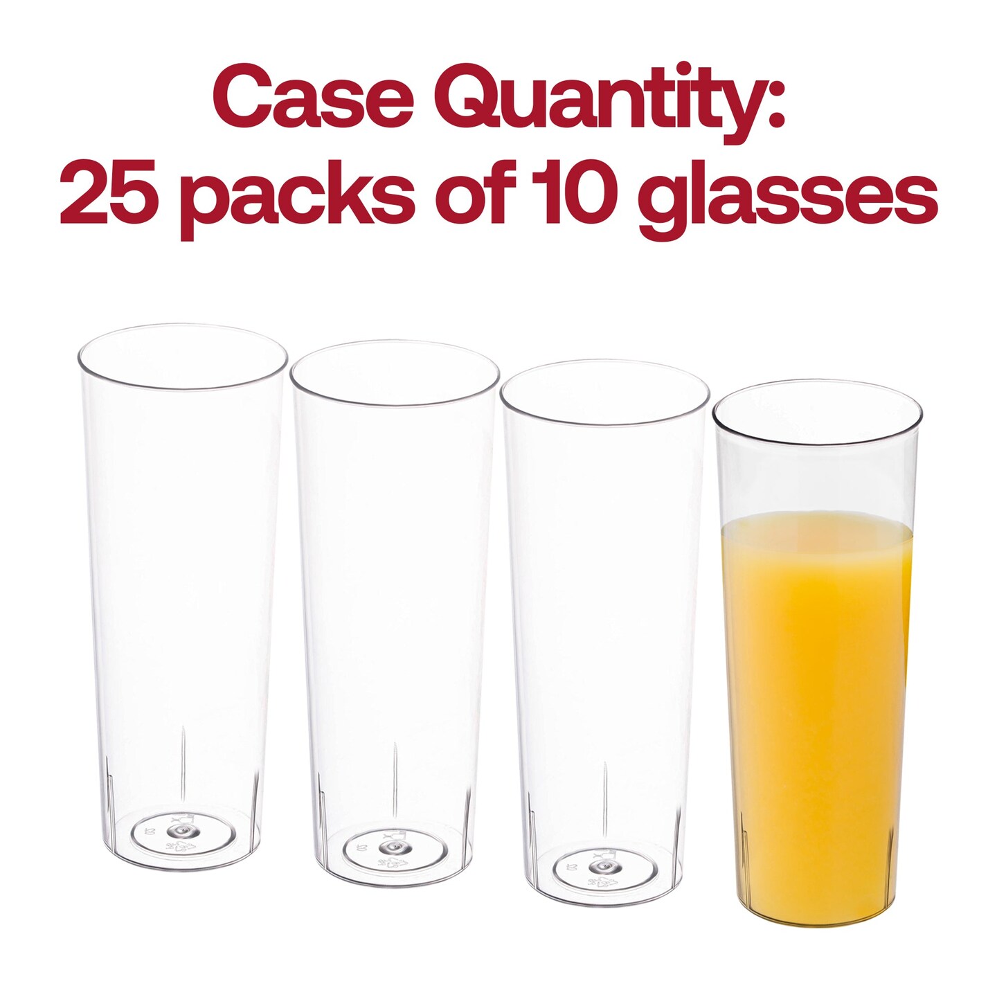 Clear Round High Ball Disposable Plastic Cups - 10 oz. (250 Cups)